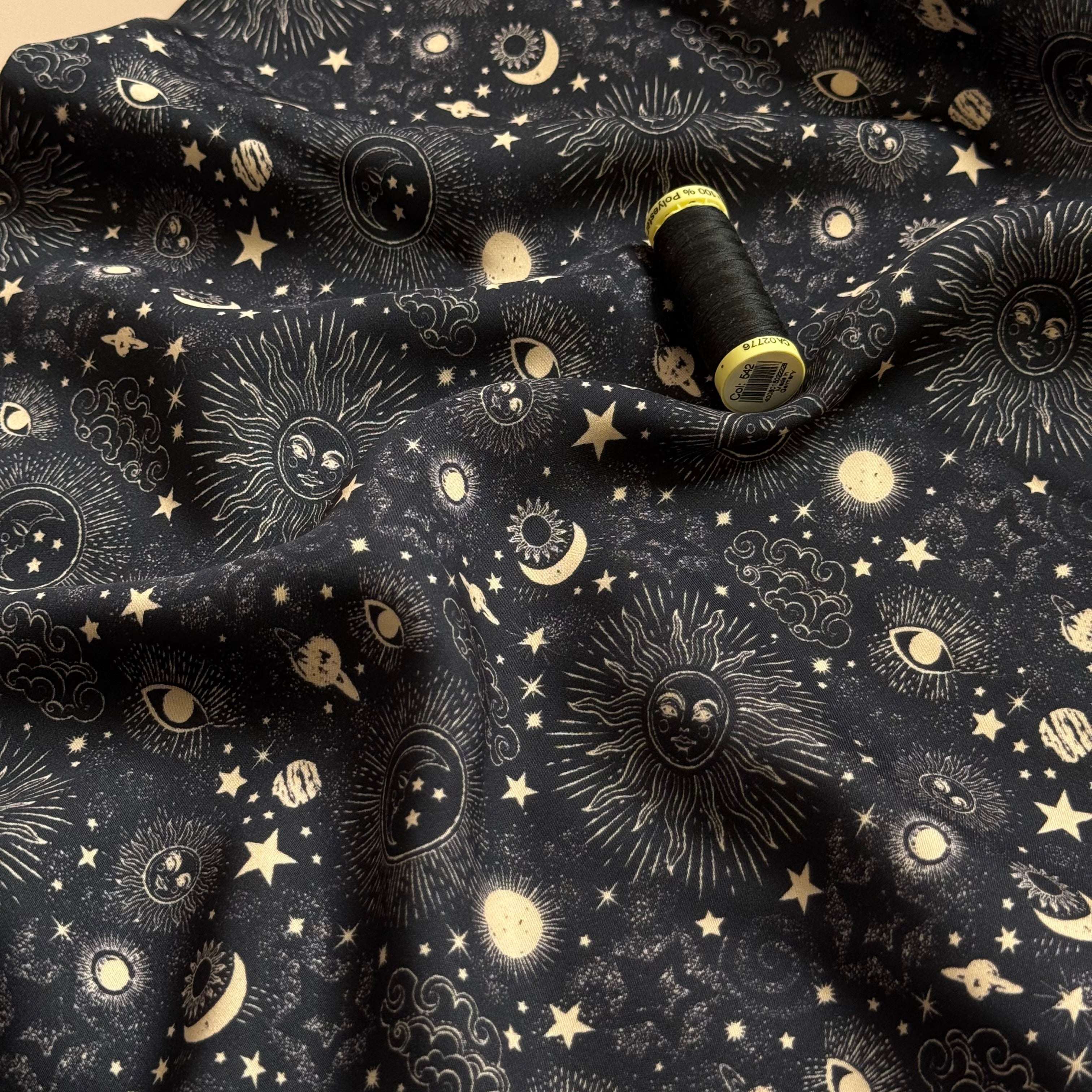 Zodiac Galaxy Viscose Sateen Fabric