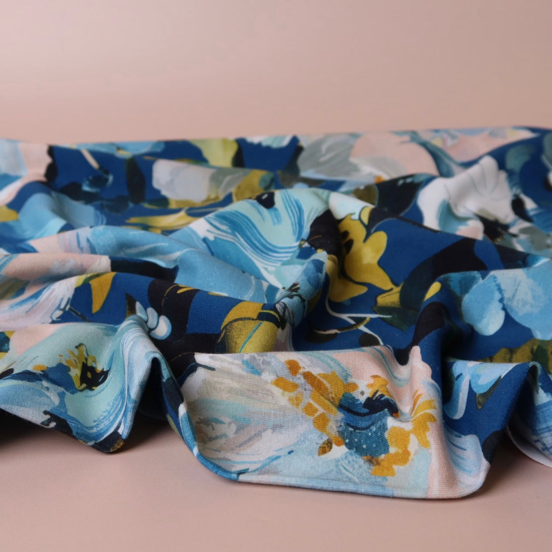 REMNANT 1.2 Metres - Danish Design - Ocean Blooms Cotton Jersey