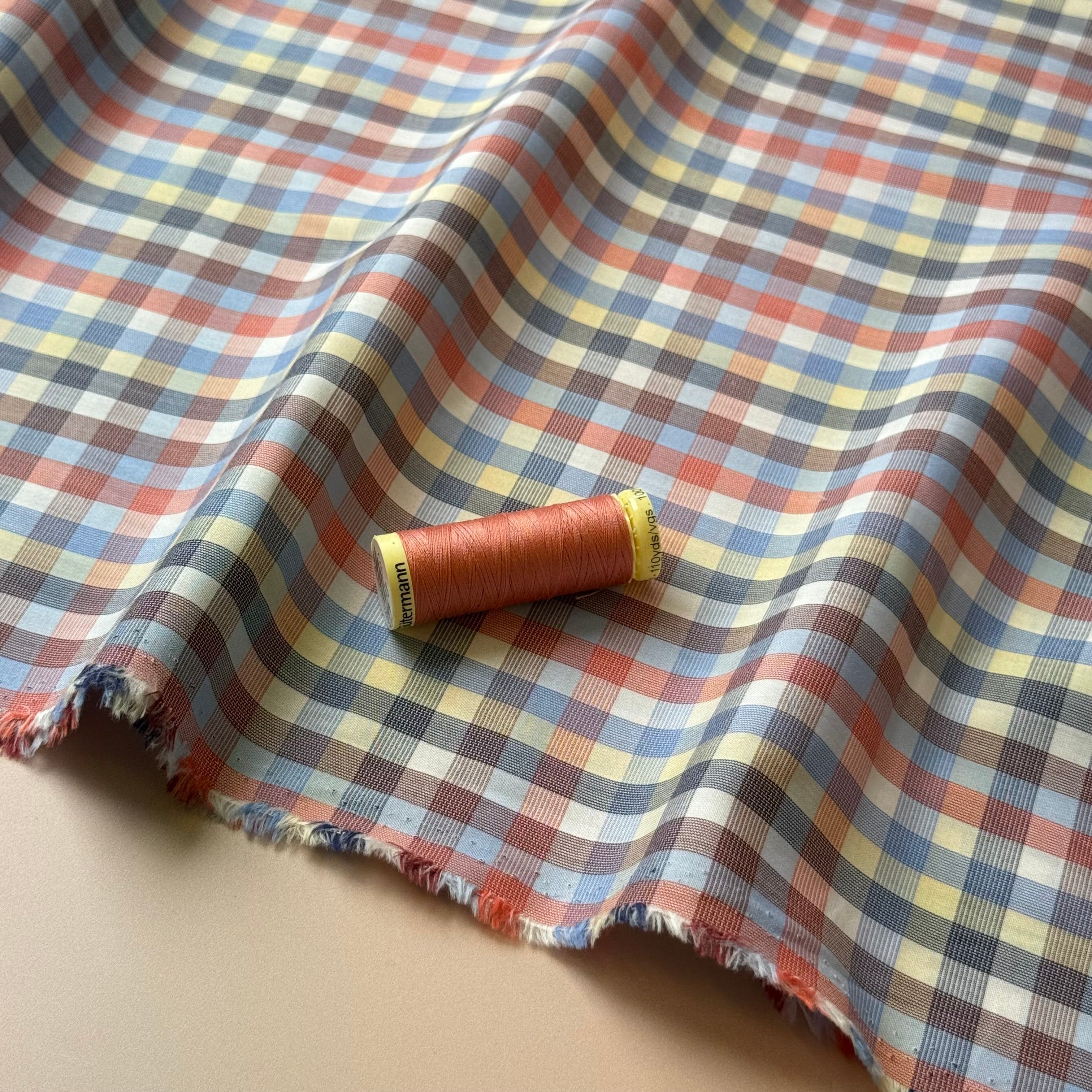 Ex-Designer Deadstock Yarn Dyed Checks Fine Cotton Fabric