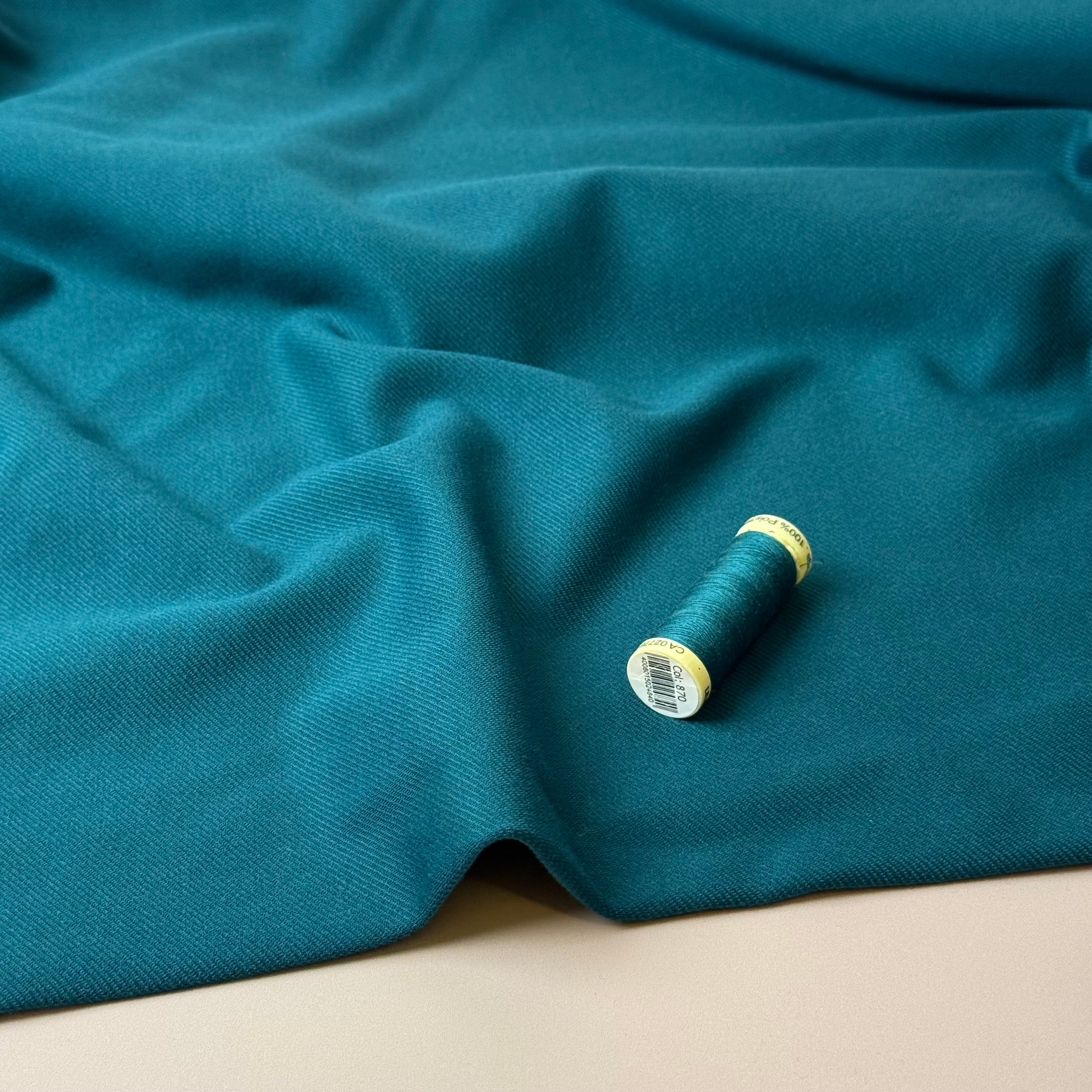 Petrol Viscose Ponte Roma Twill Double Knit Fabric