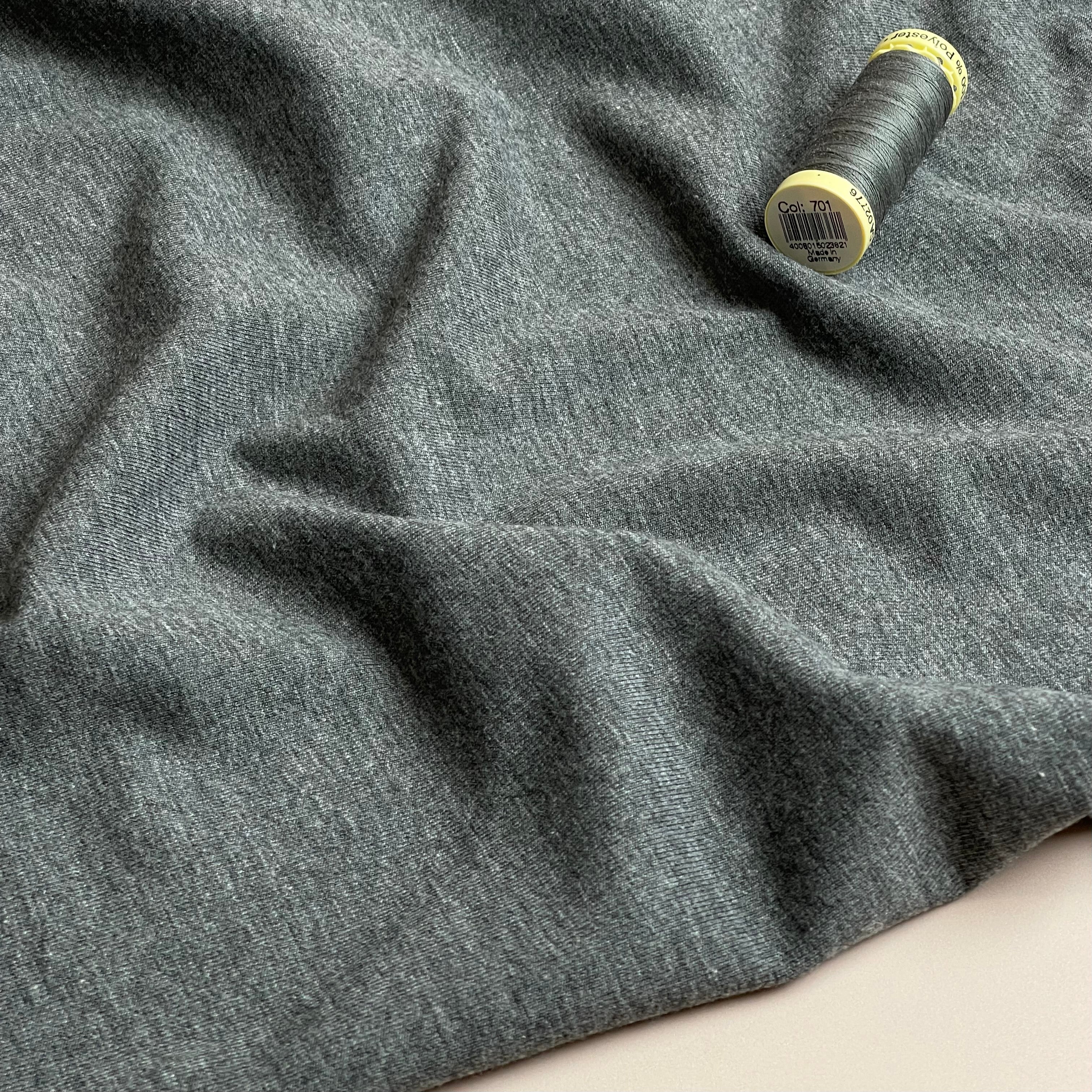 Essential Chic Dark Grey Melange Plain Cotton Jersey Fabric