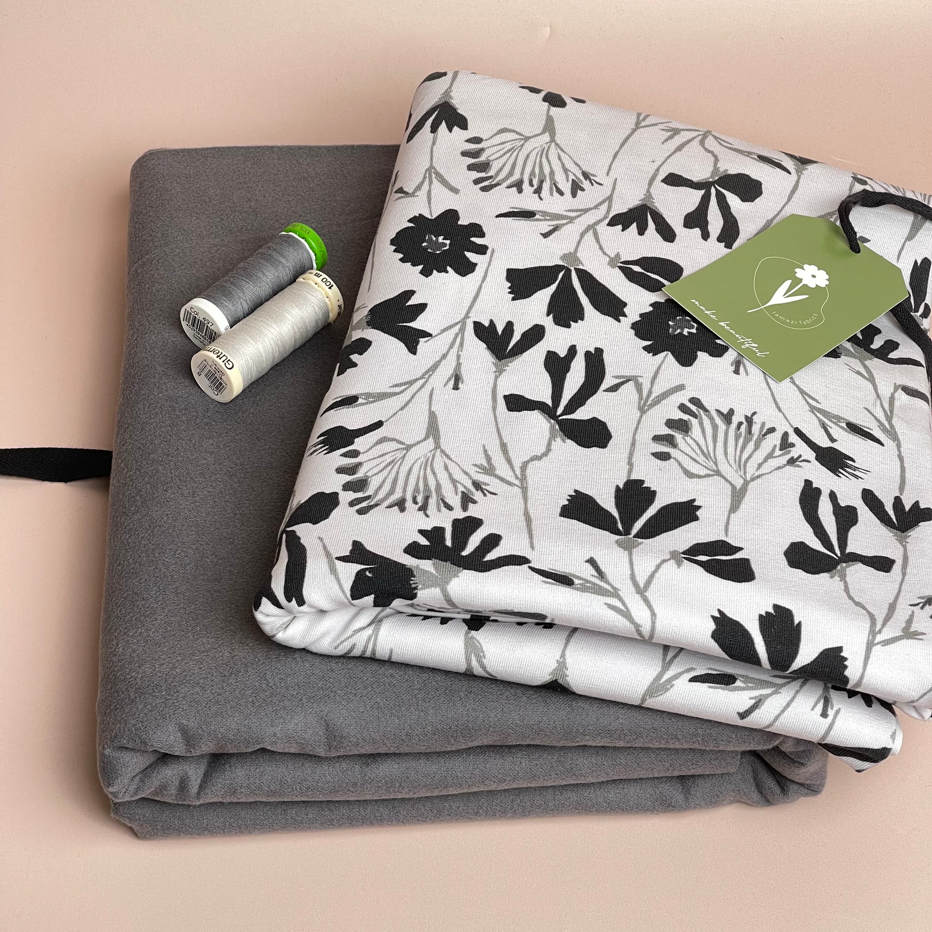 Limited Edition - Luxury Pyjama Kit with Printed Cotton Jersey and Moonstone Grey Flannel