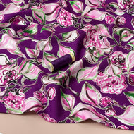 Danish Design - Painterly Flowers on Purple Cotton Jersey Fabric