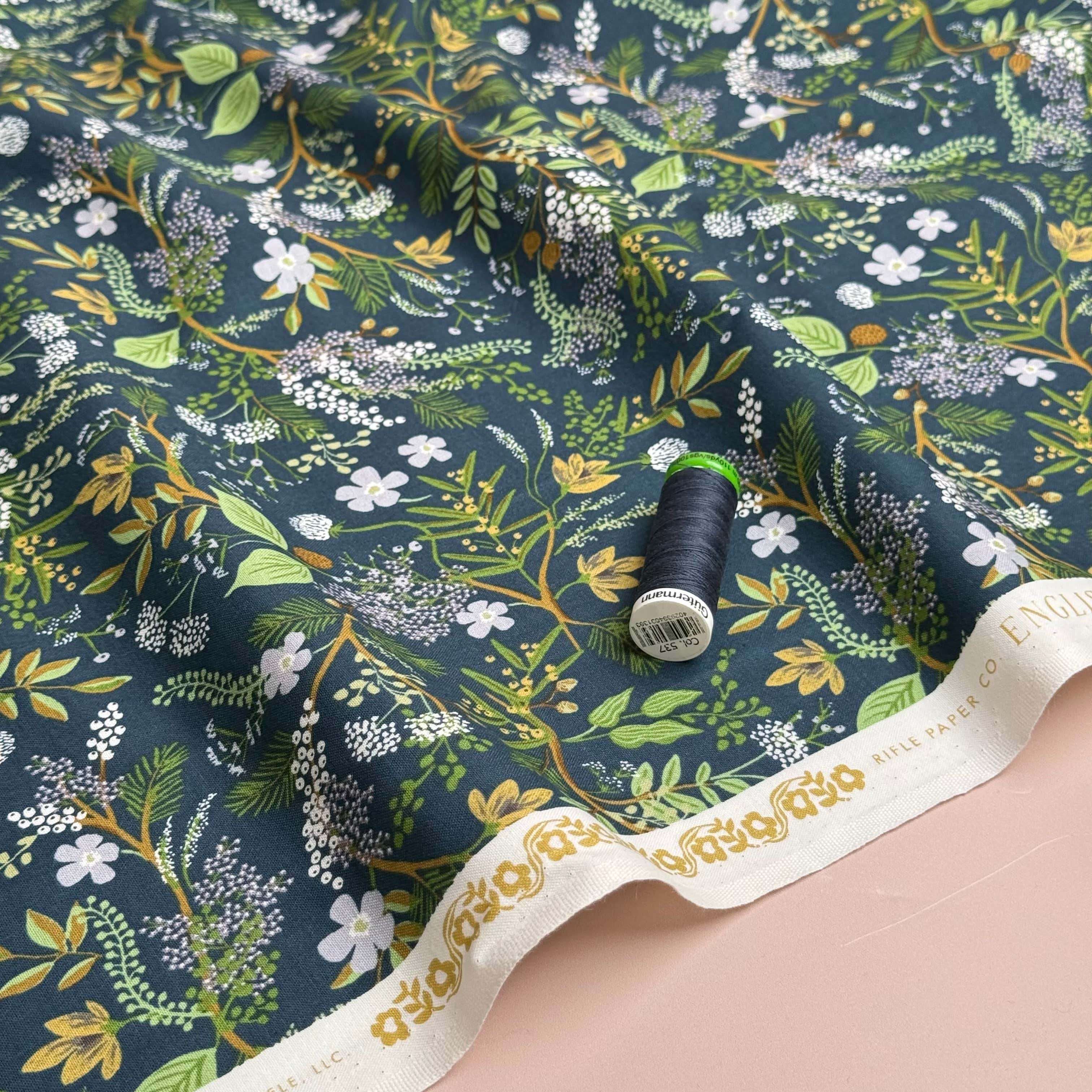 Rifle Paper Co - Juniper Forest in Evergreen Cotton Fabric from English Rose