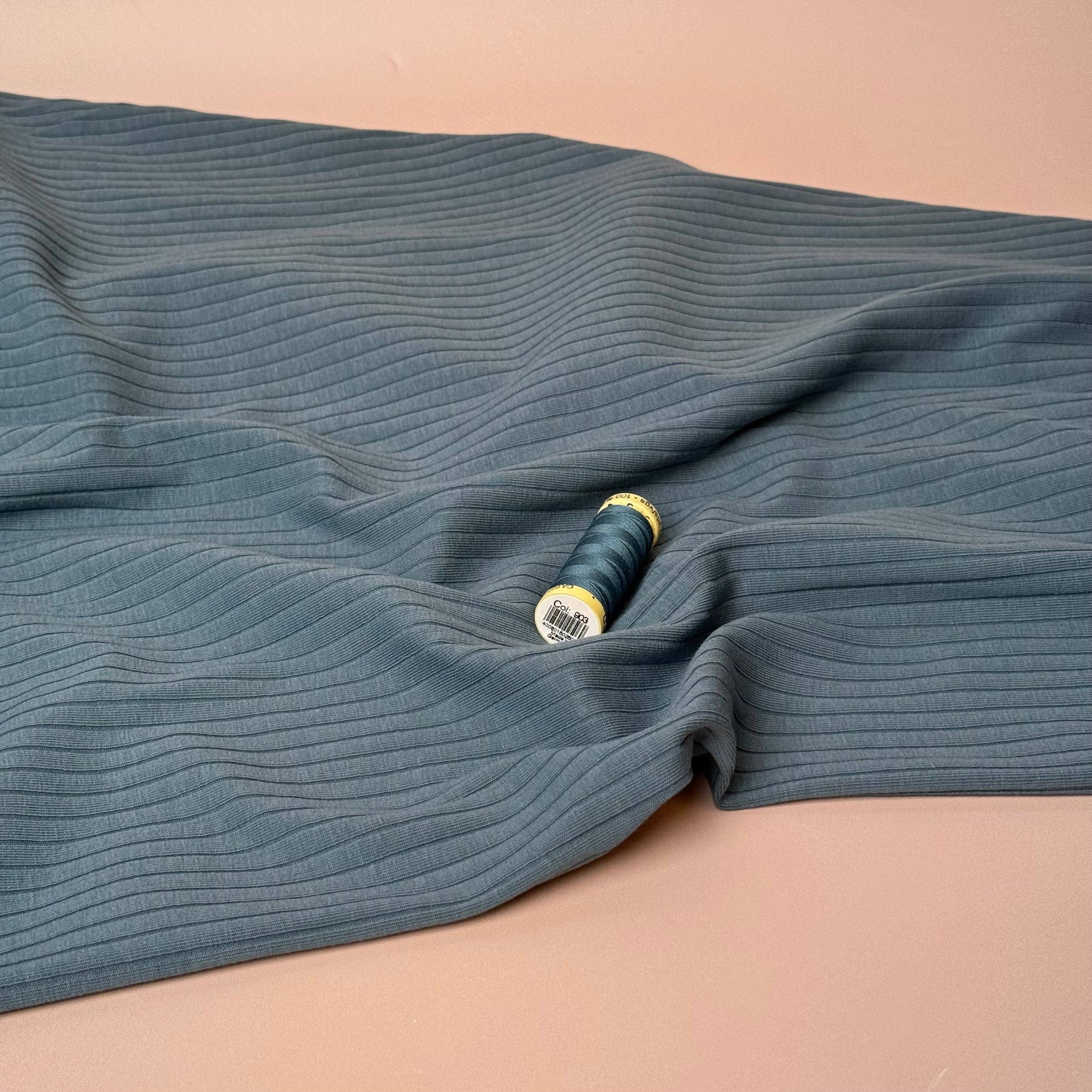 Mallard Blue Cotton Ribbed Jersey