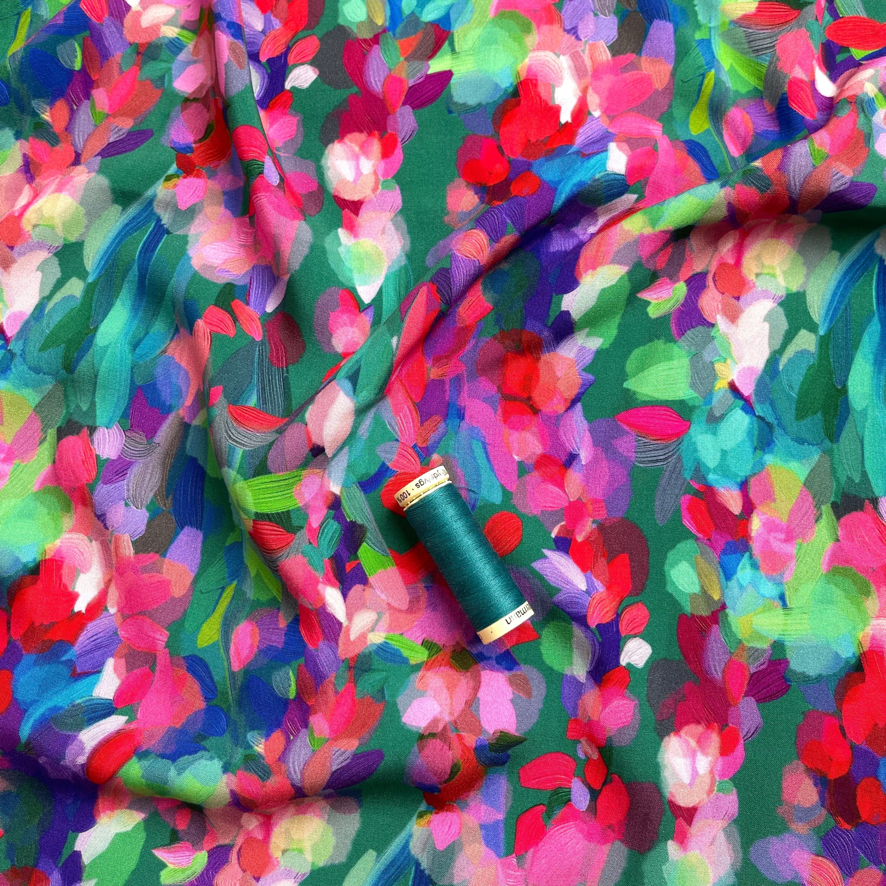 Summer Party - Lupine Petals Green ECOVERO™ Viscose