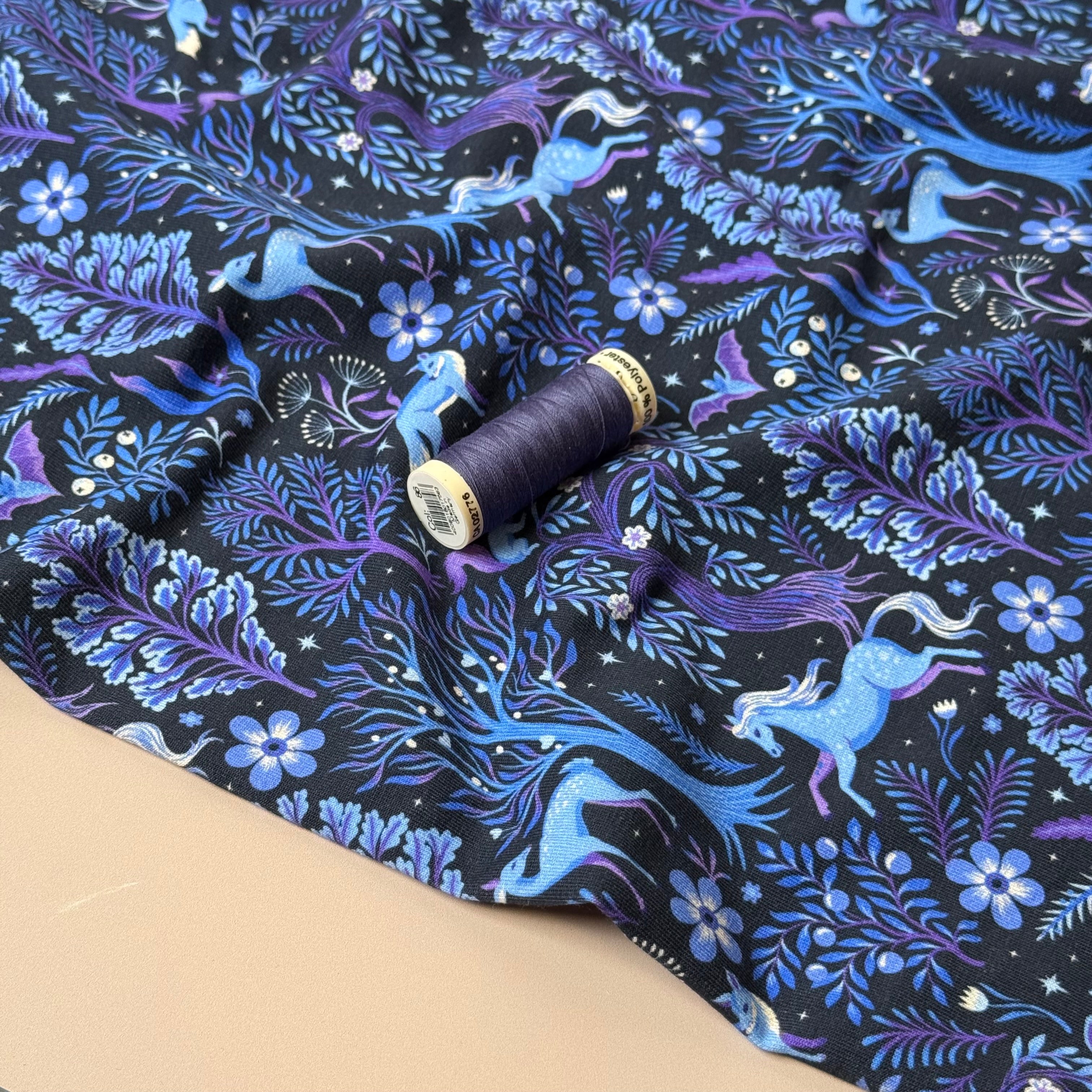 Enchanted Forest Navy Cotton French Terry