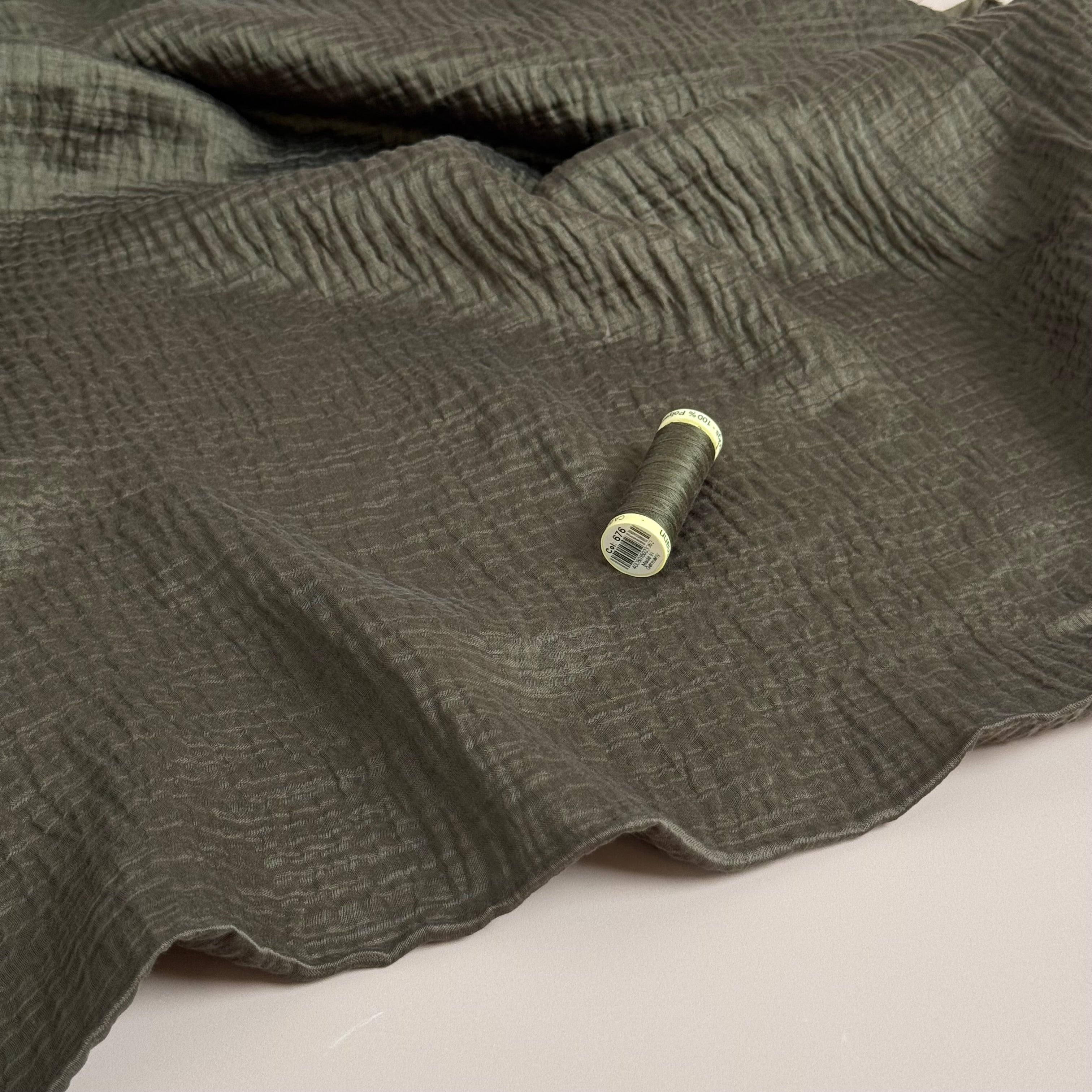 Khaki Textured Double Layer Rayon with TENCEL™ Lyocell Fibres
