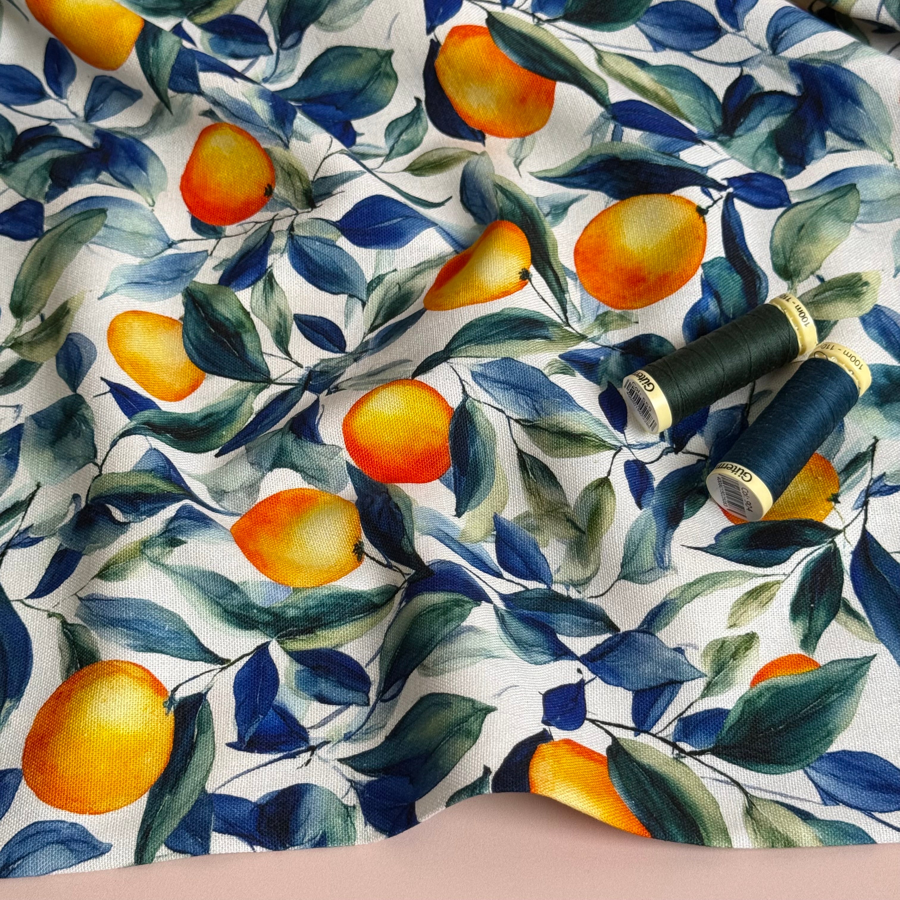 Orange Grove Viscose Linen Fabric