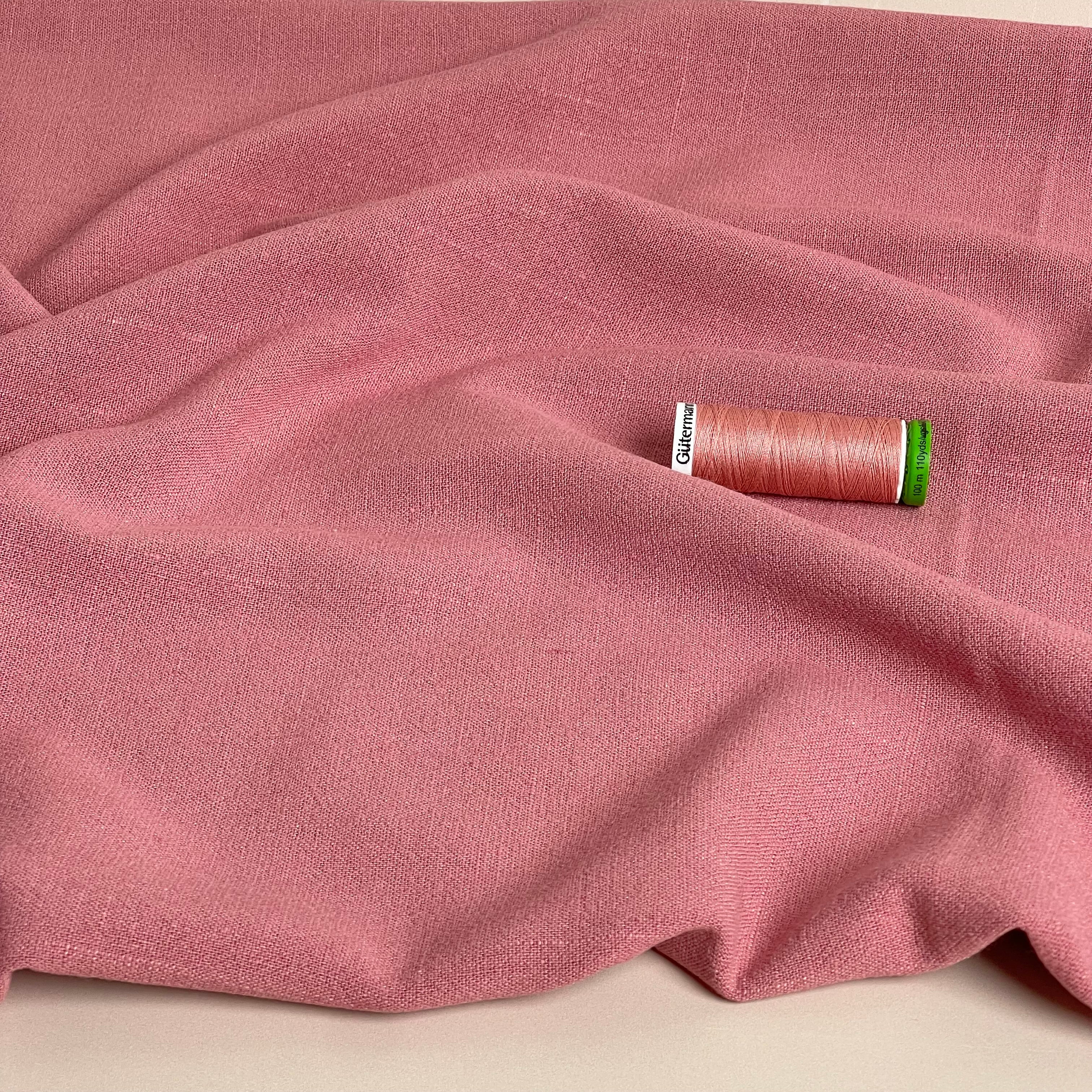 Flow Coral Pink Viscose Linen Blend Dress Fabric