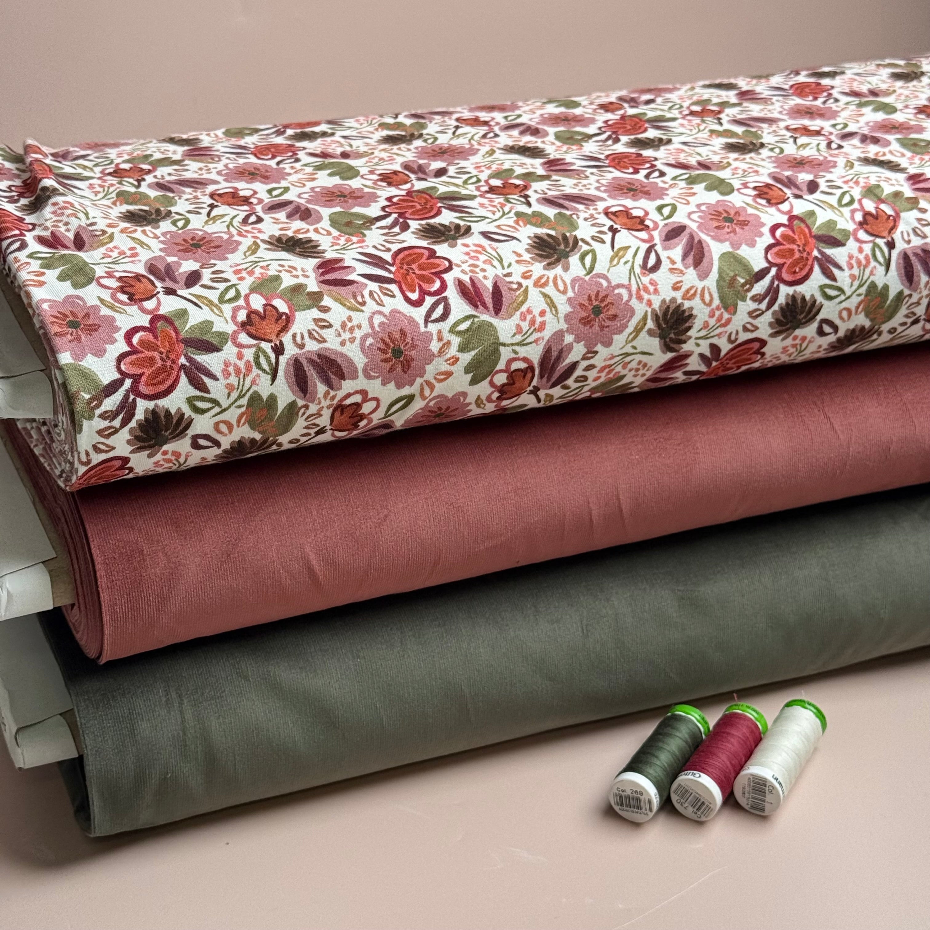 Autumn Flowers Cotton Jersey Fabric