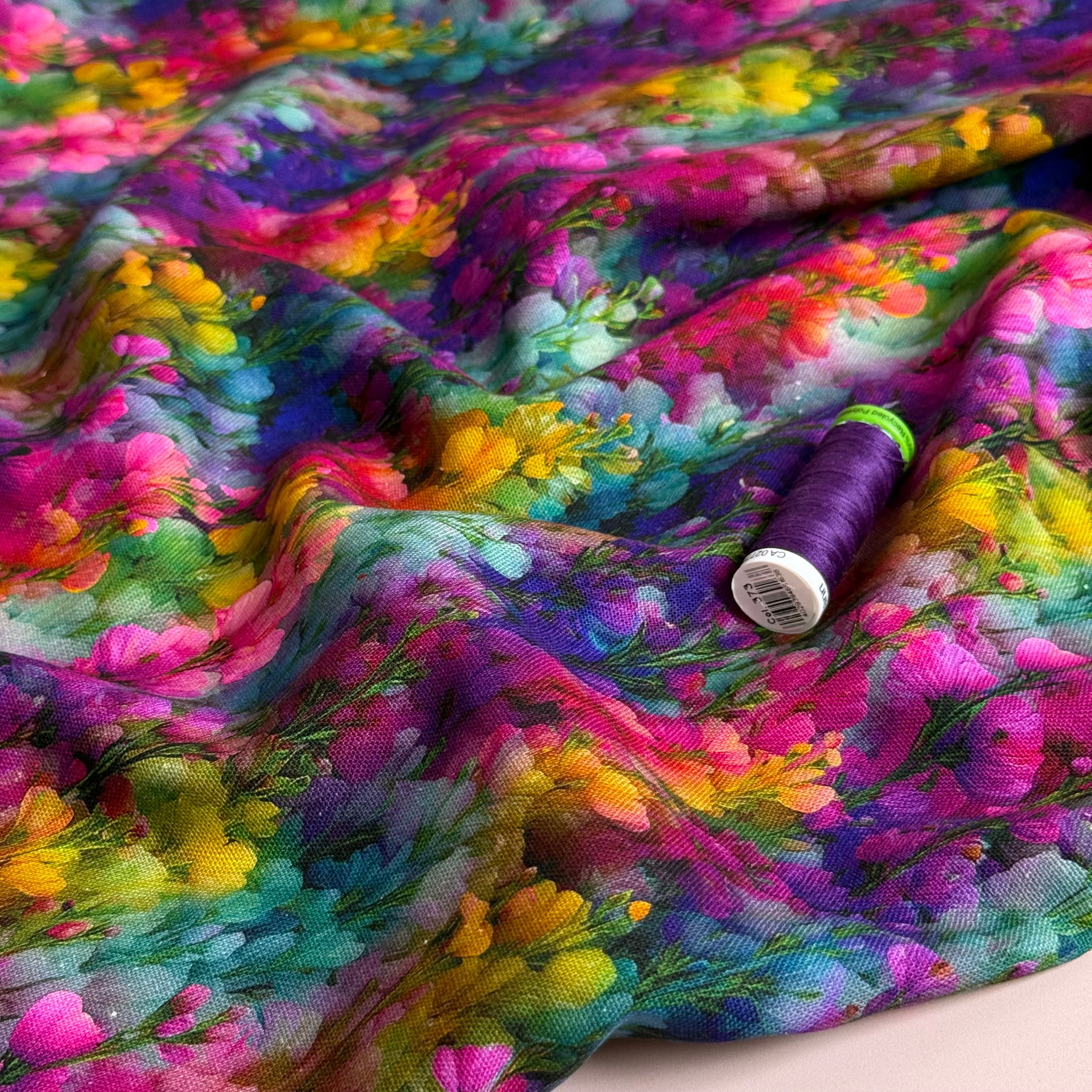Enchanted Blooms Viscose Linen Fabric