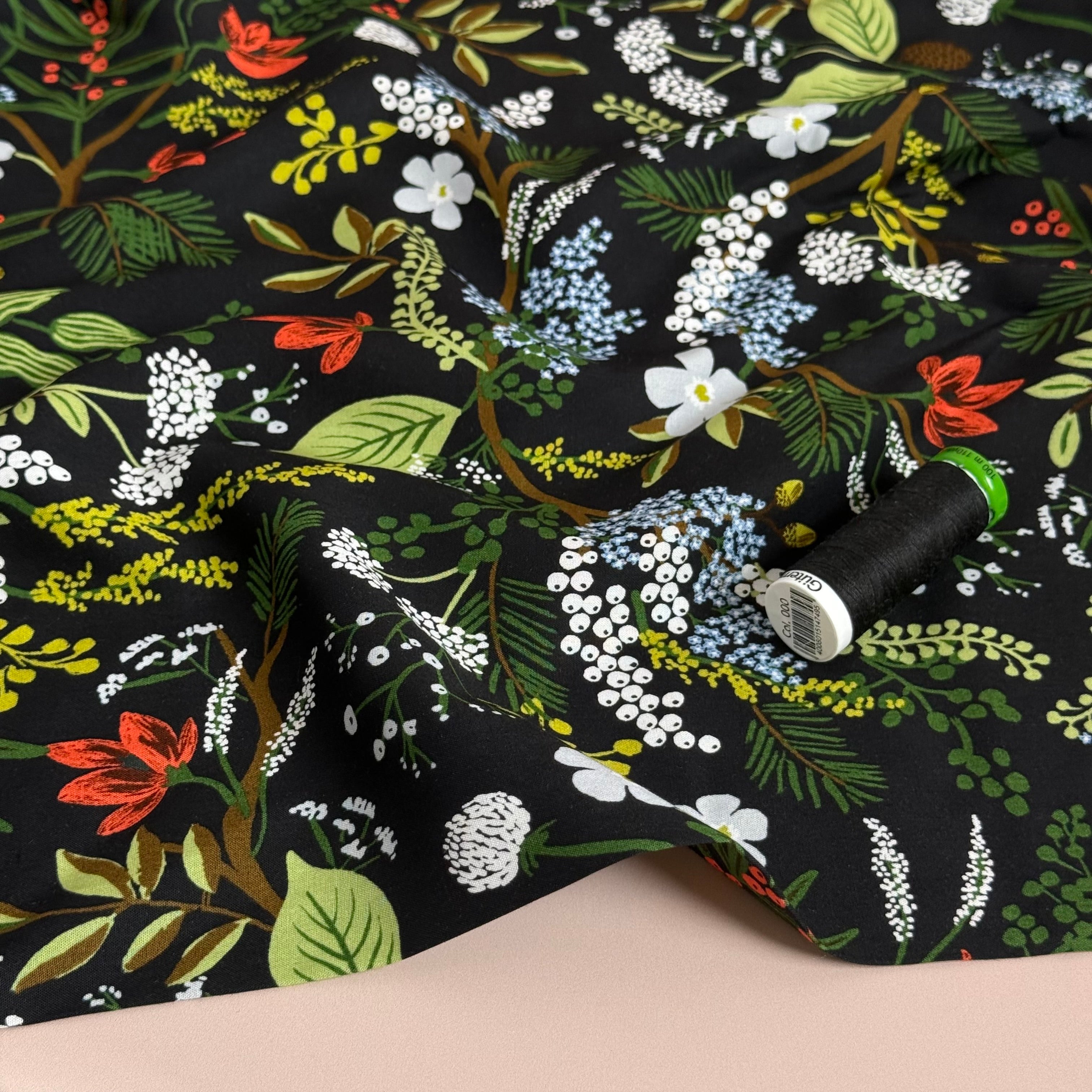 Rifle Paper Co - Juniper Forest in Black Rayon from English Rose