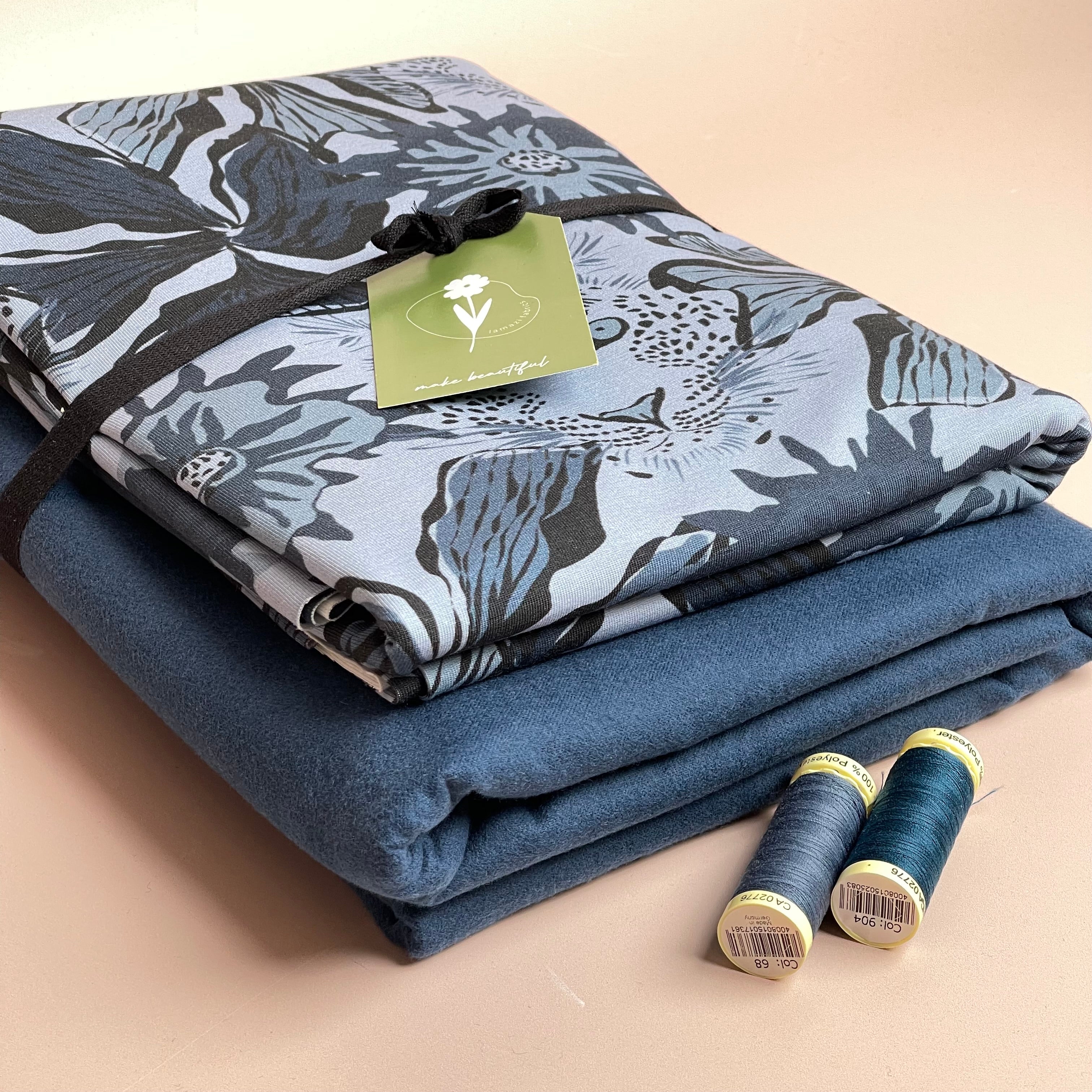 Limited Edition - Luxury Pyjama Kit with Printed Cotton Jersey and Deep Ocean Flannel