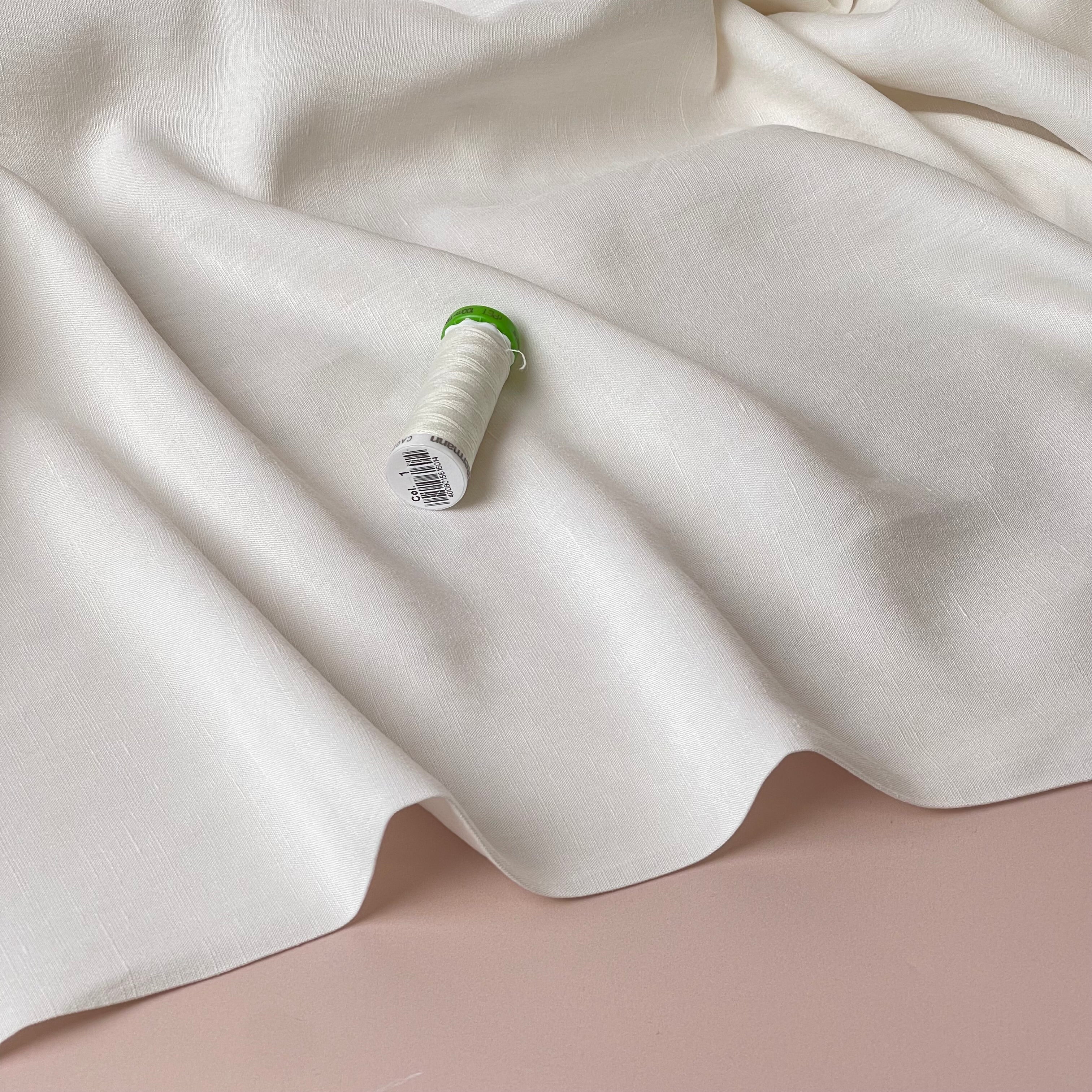 Lush Off-White Light Viscose Linen Crepe Dress Fabric