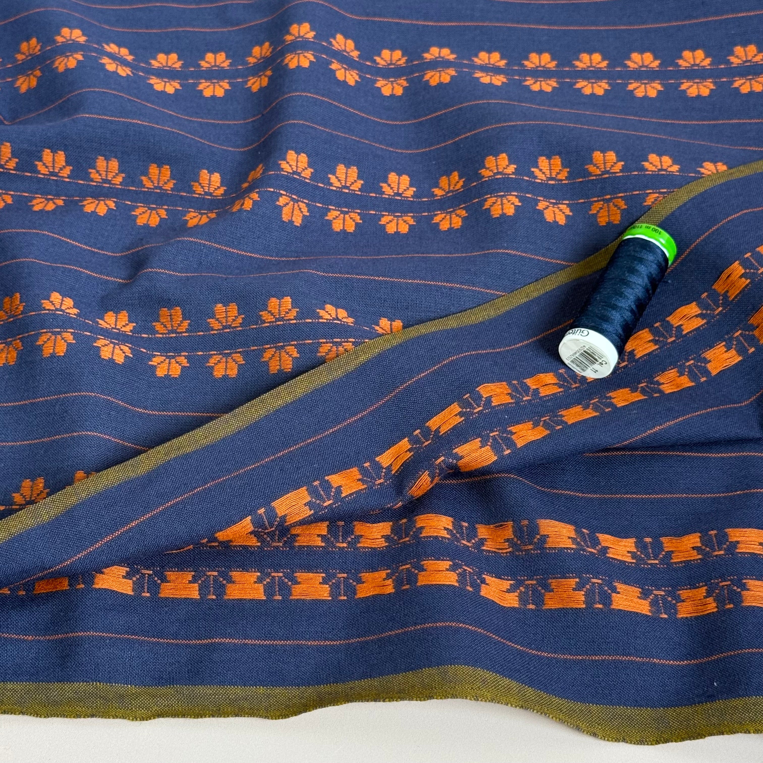 Fableism Supply Co - Fine and Dandy Deco Stripe in Navy & Spice Yarn Dyed Cotton