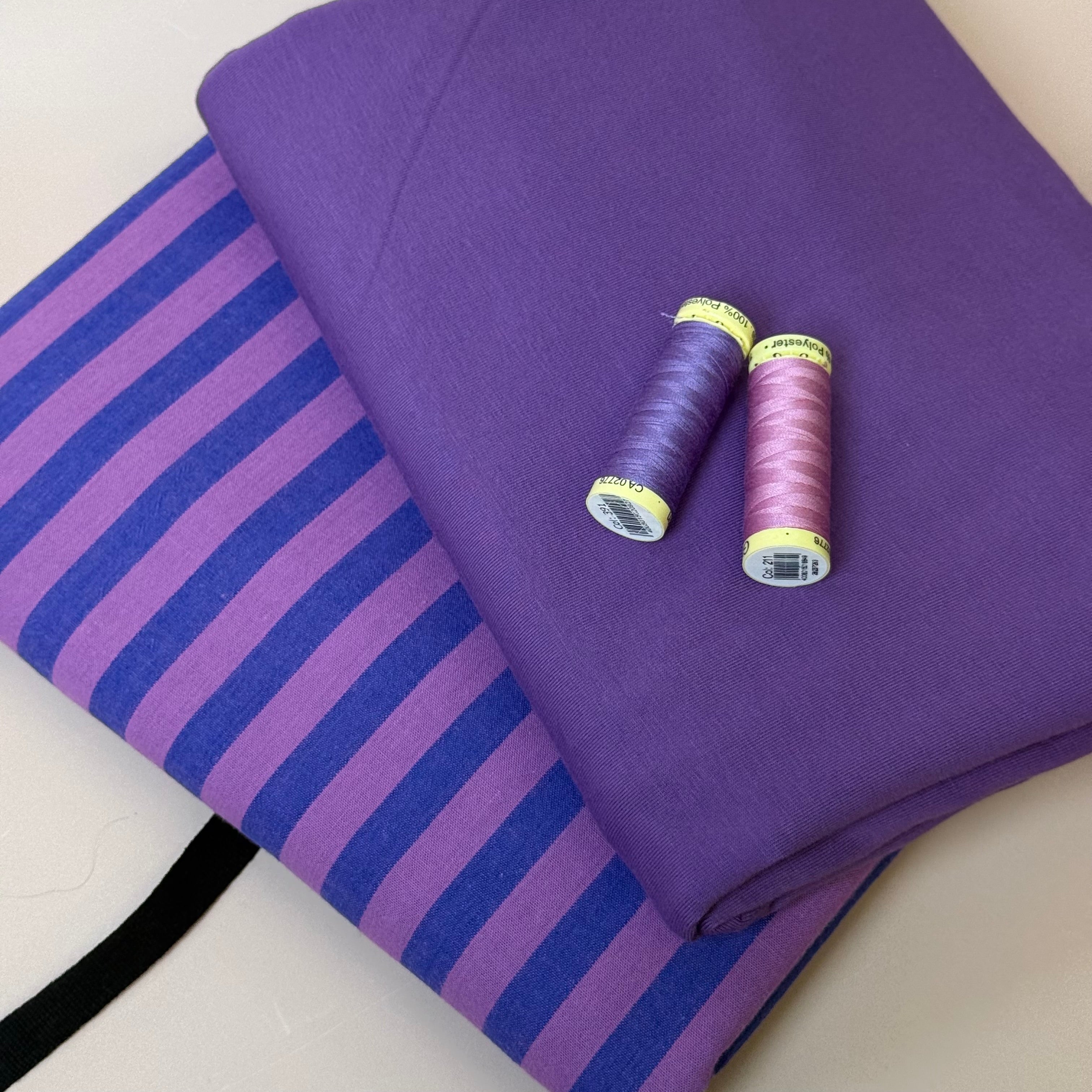 Limited Edition - Luxury Pyjama Kit with Purple Stripe Washed Cotton and Jersey