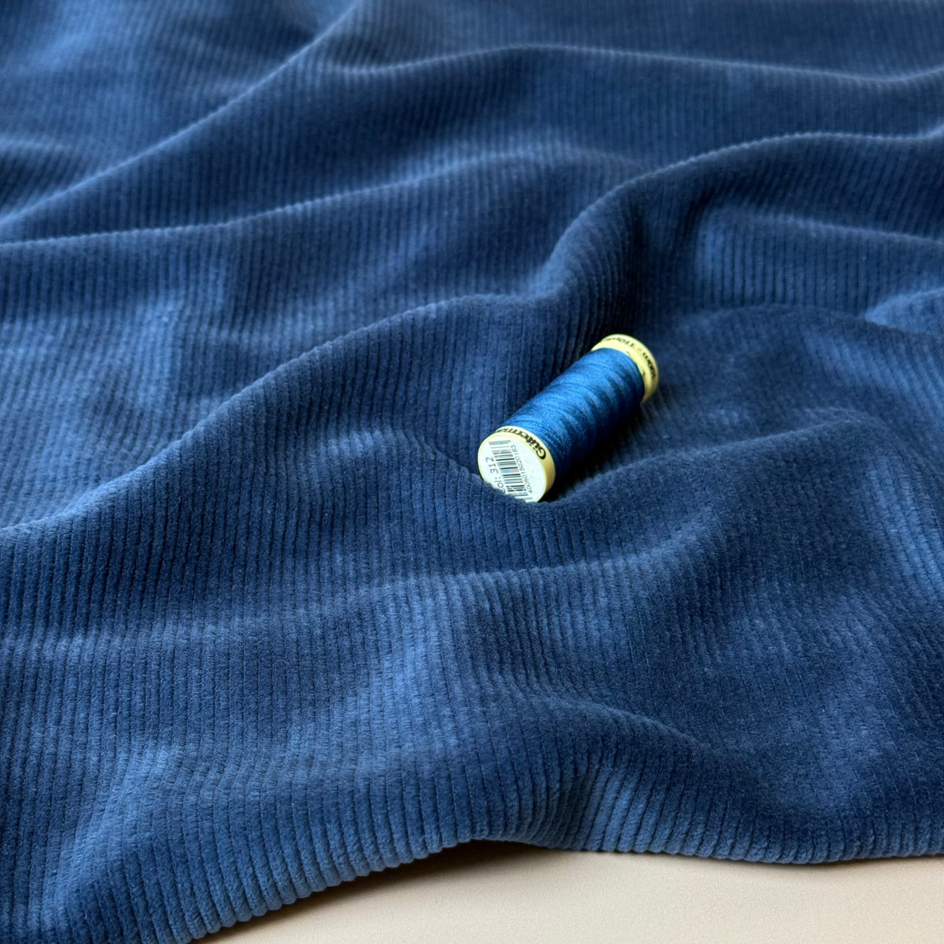 Ribbed Velvet Jersey in Ocean