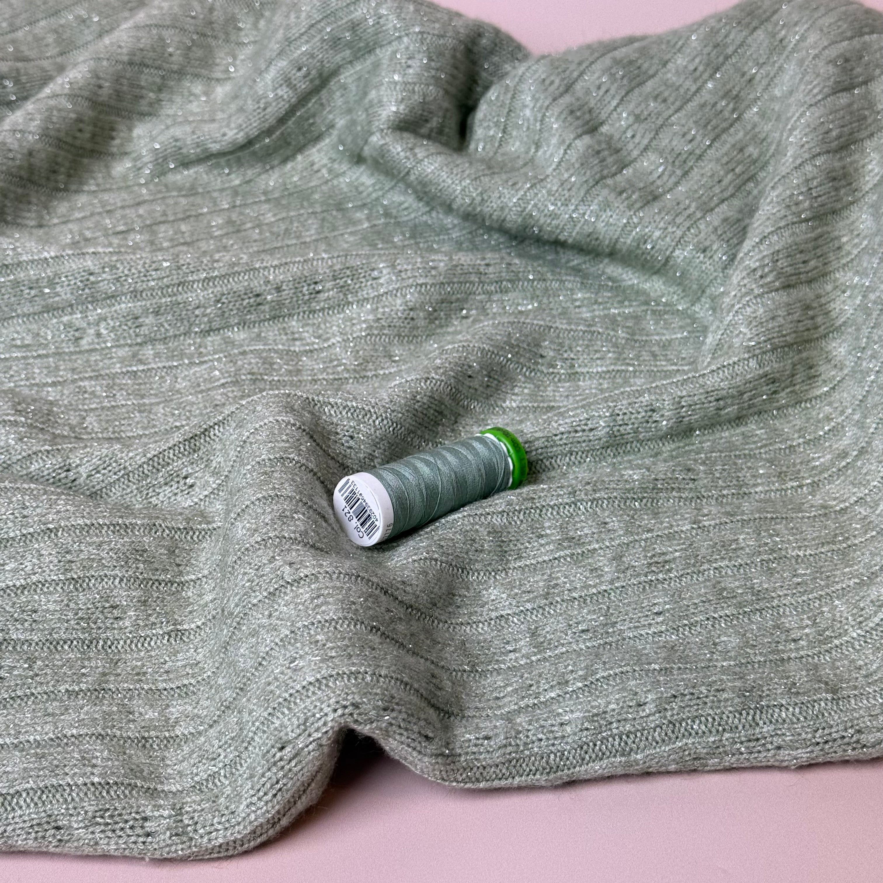 Sparkle Viscose Blend Cable Sweater Knit in Dark Mint