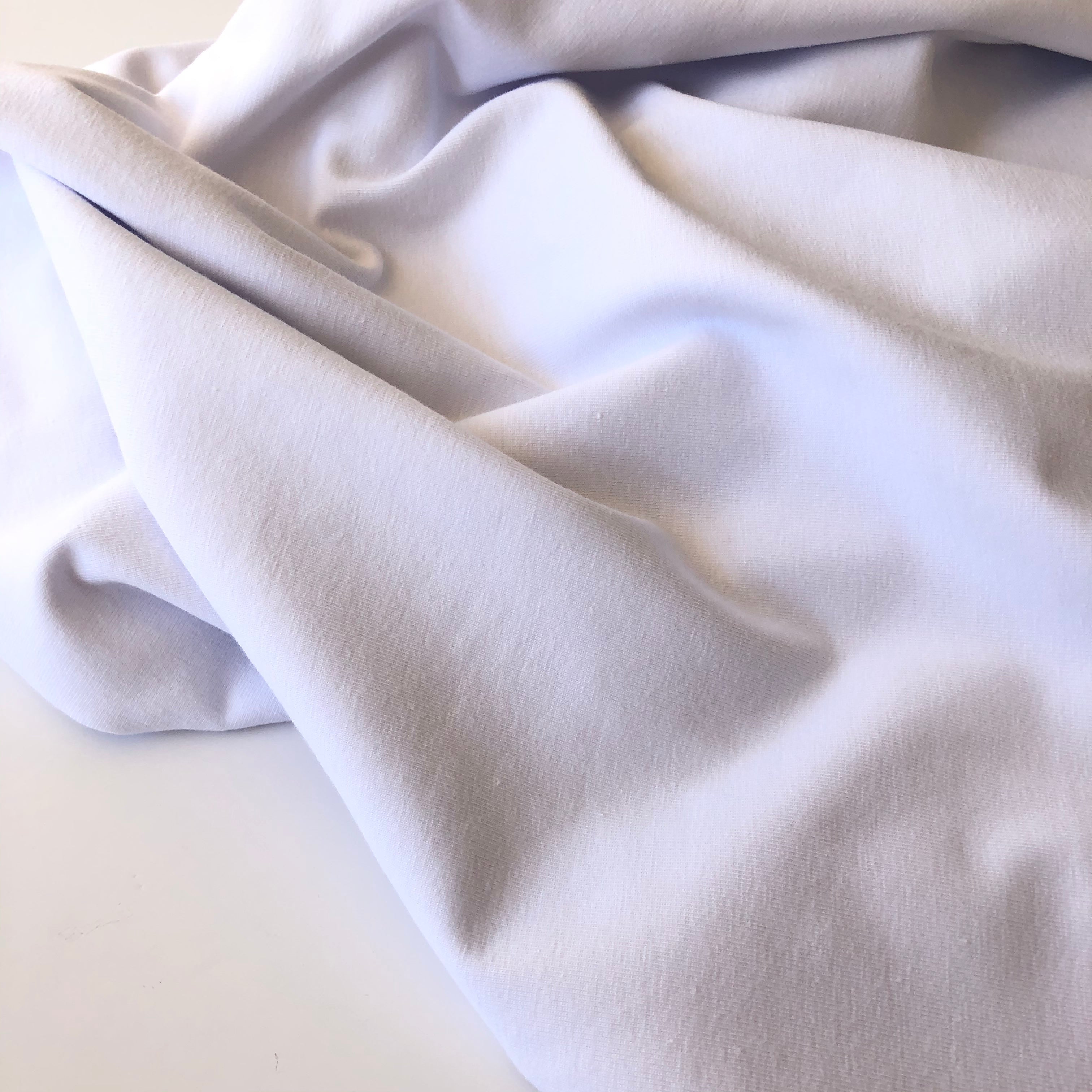 REMNANT 0.37 Metre - Essential Chic White Plain Cotton Jersey Fabric