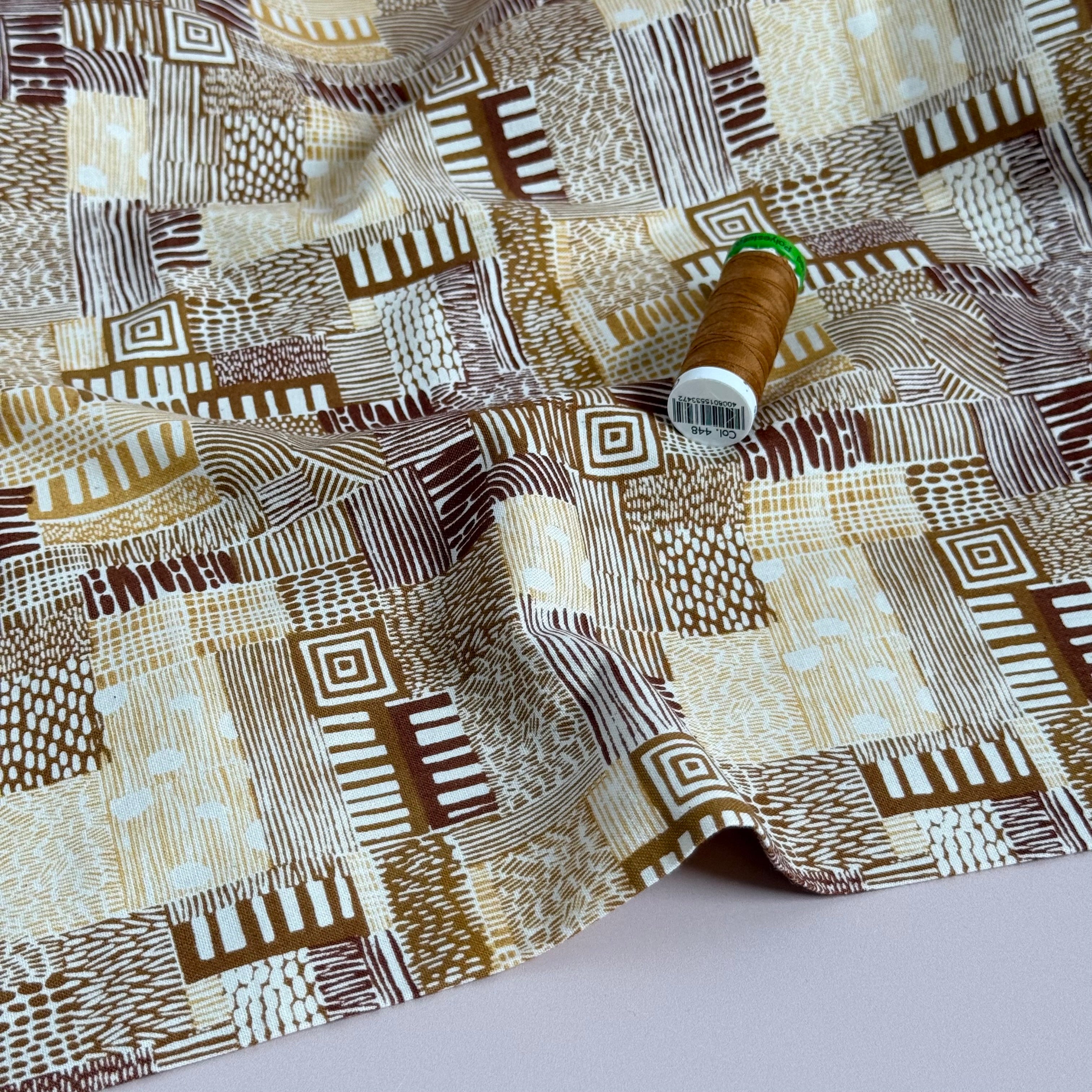 Cotton and Steel - Plots in Gold Sand Japanese Unbleached Cotton