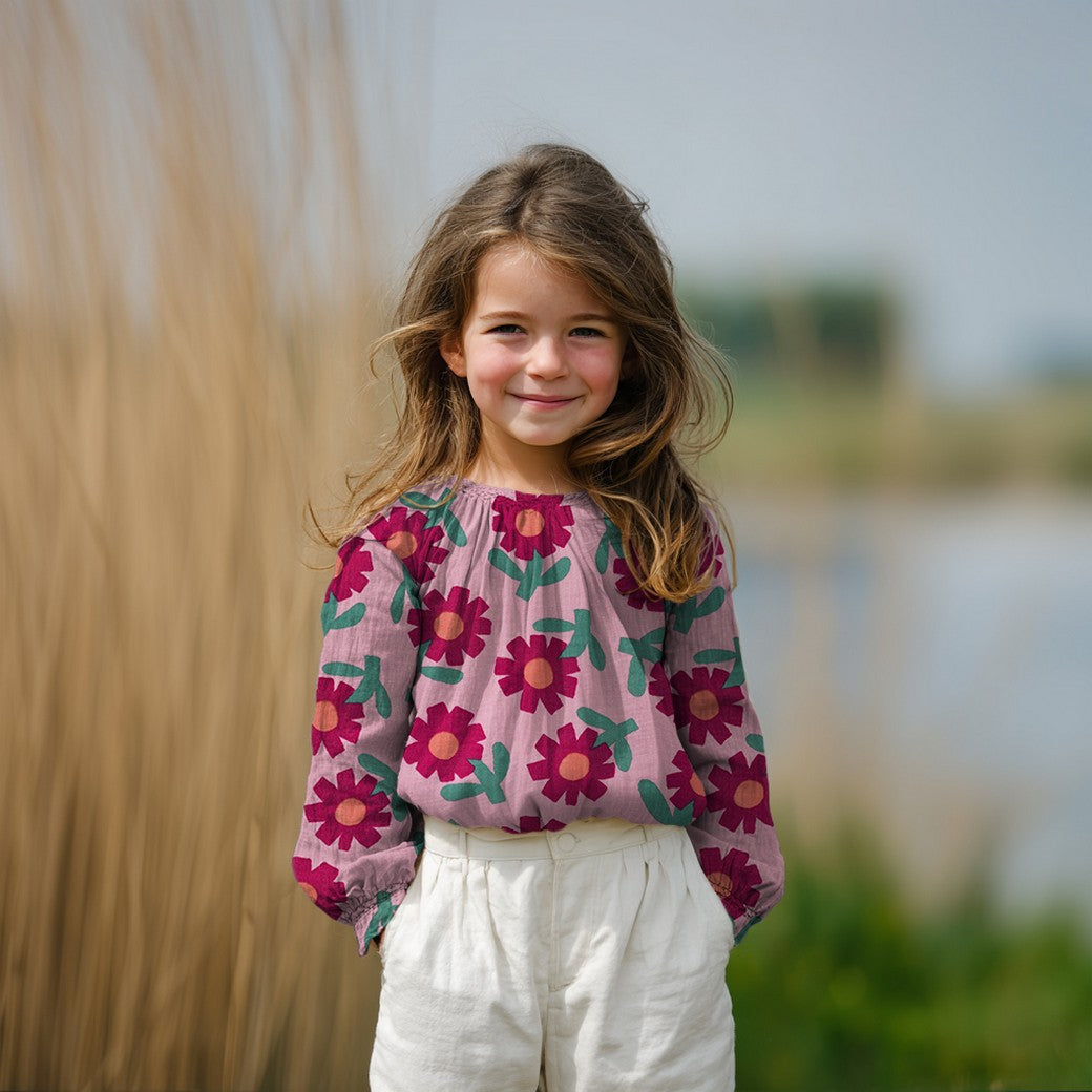 Pink Flowers GOTS Organic Cotton Double Gauze