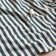 Yarn Dyed Striped Cotton Ribbed Jersey in Petrol and White