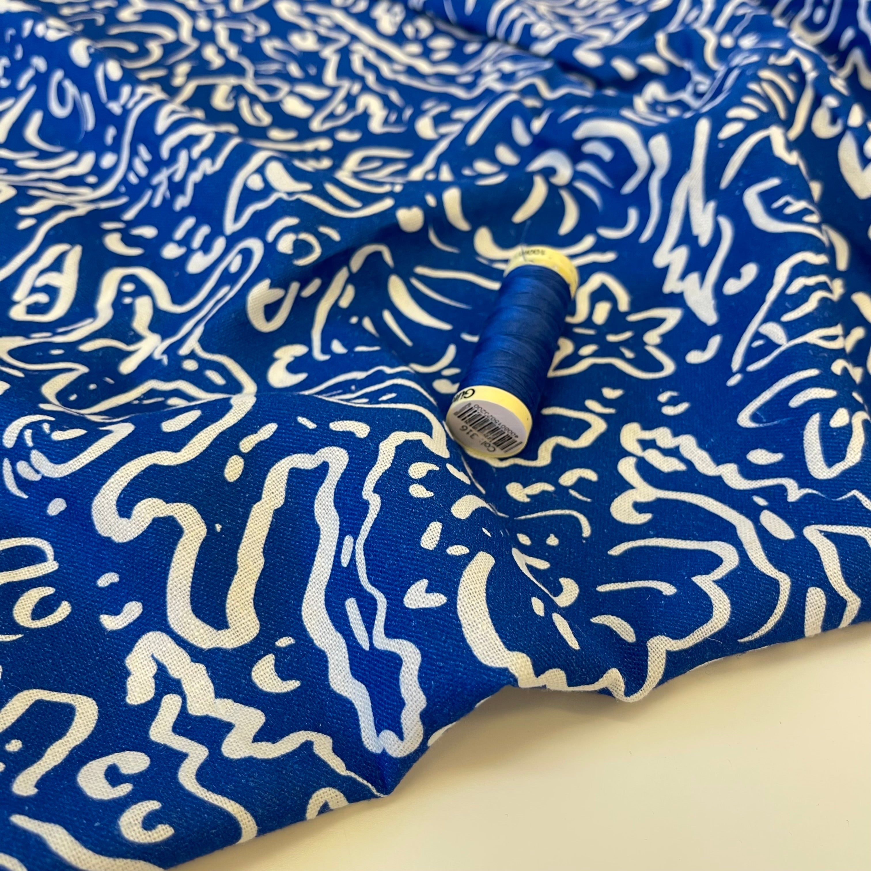 Adventure - Sealife Blue Linen Viscose Blend Fabric