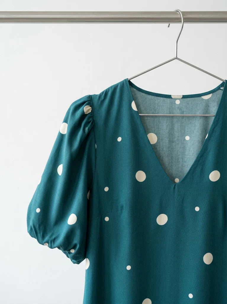 Mind The MAKER - Dainty Dot Teal Viscose Twill with LENZING™ ECOVERO™ fibres
