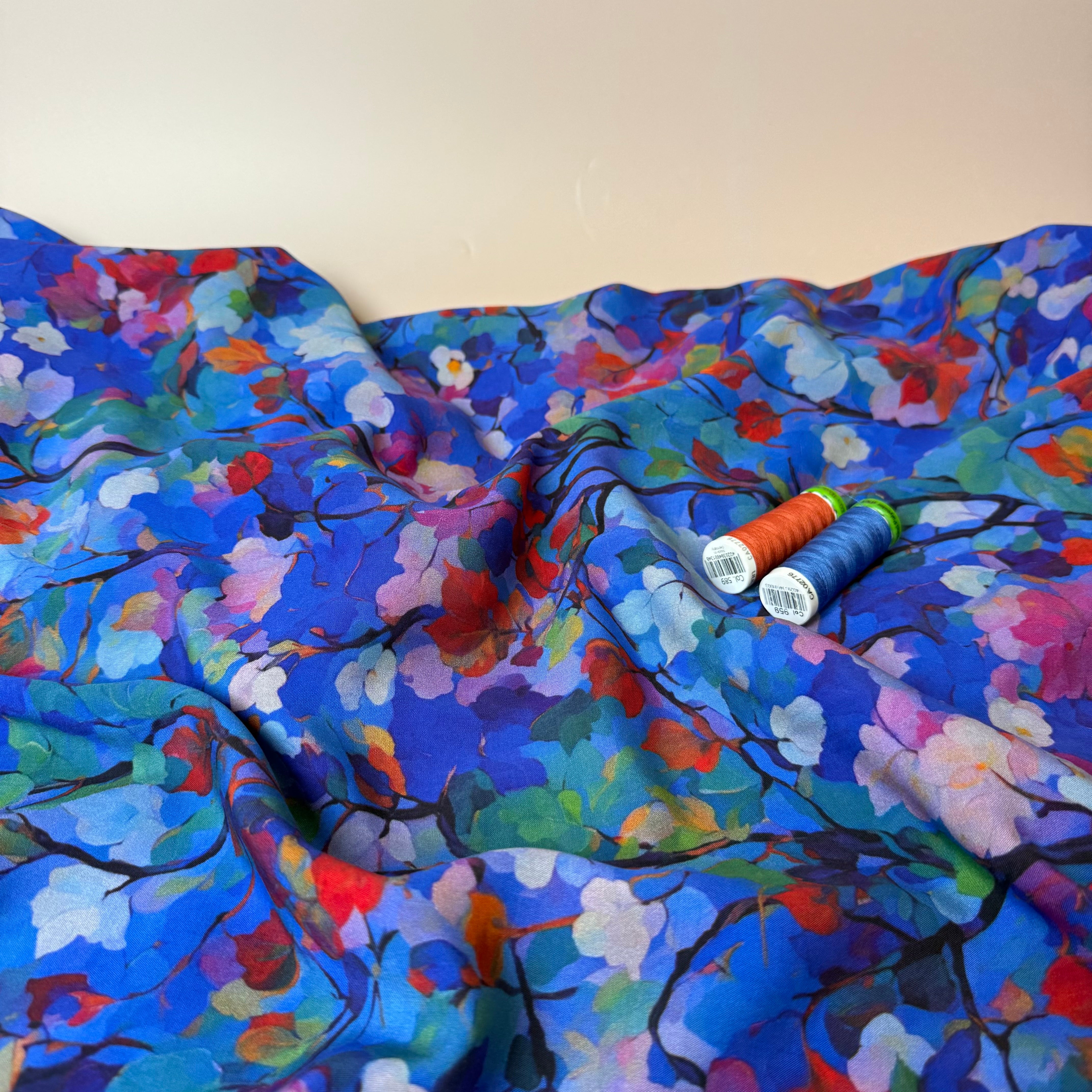 Trees in Watercolour Bloom Viscose Fabric