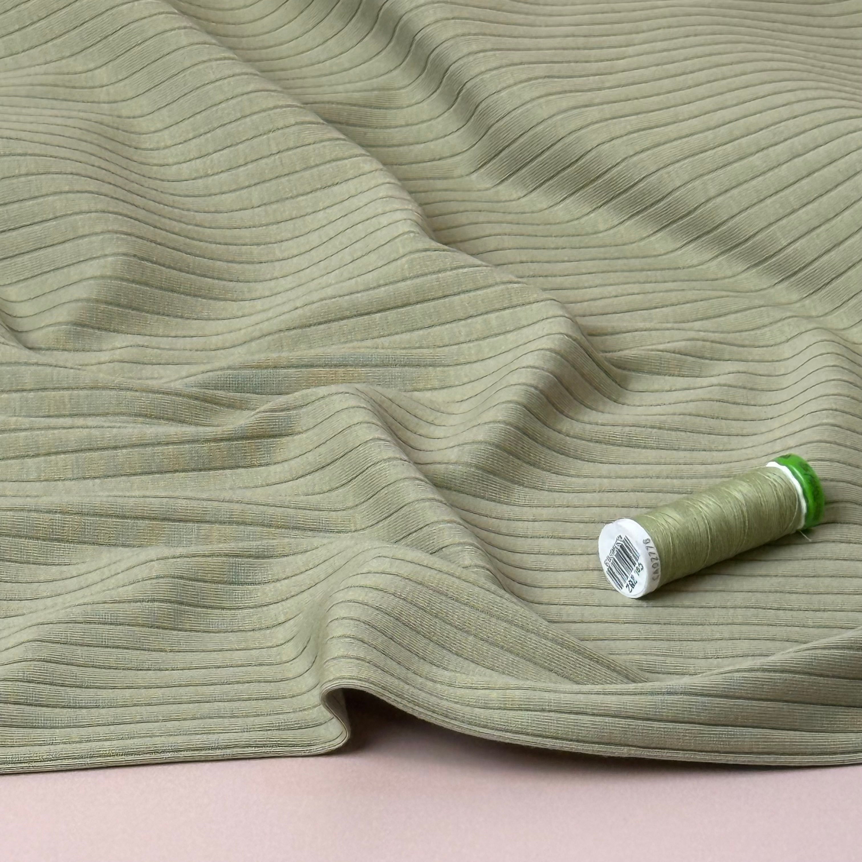 Tea Green Cotton Ribbed Jersey