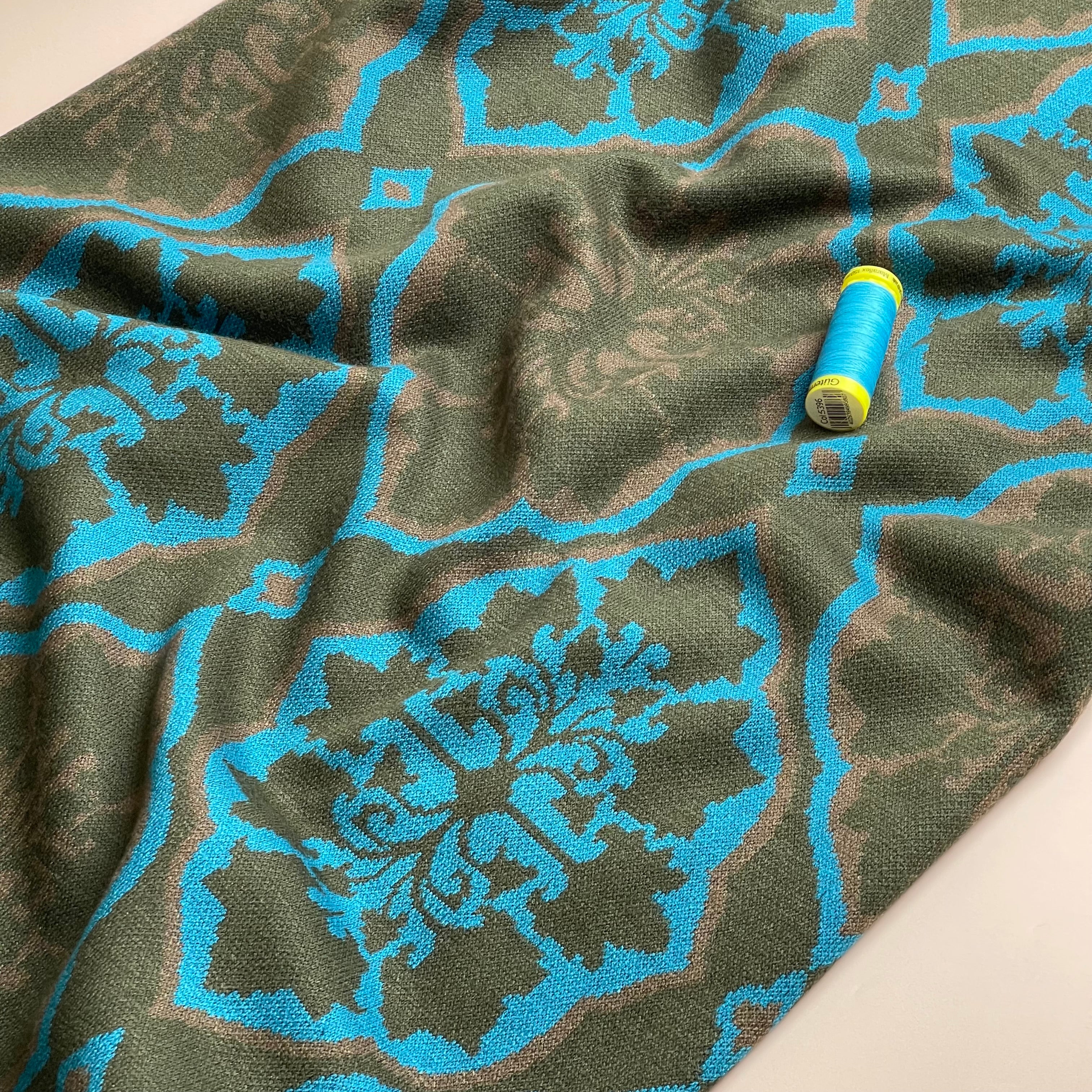 Kaleidoscope Olive Yarn Dyed Jacquard Knit