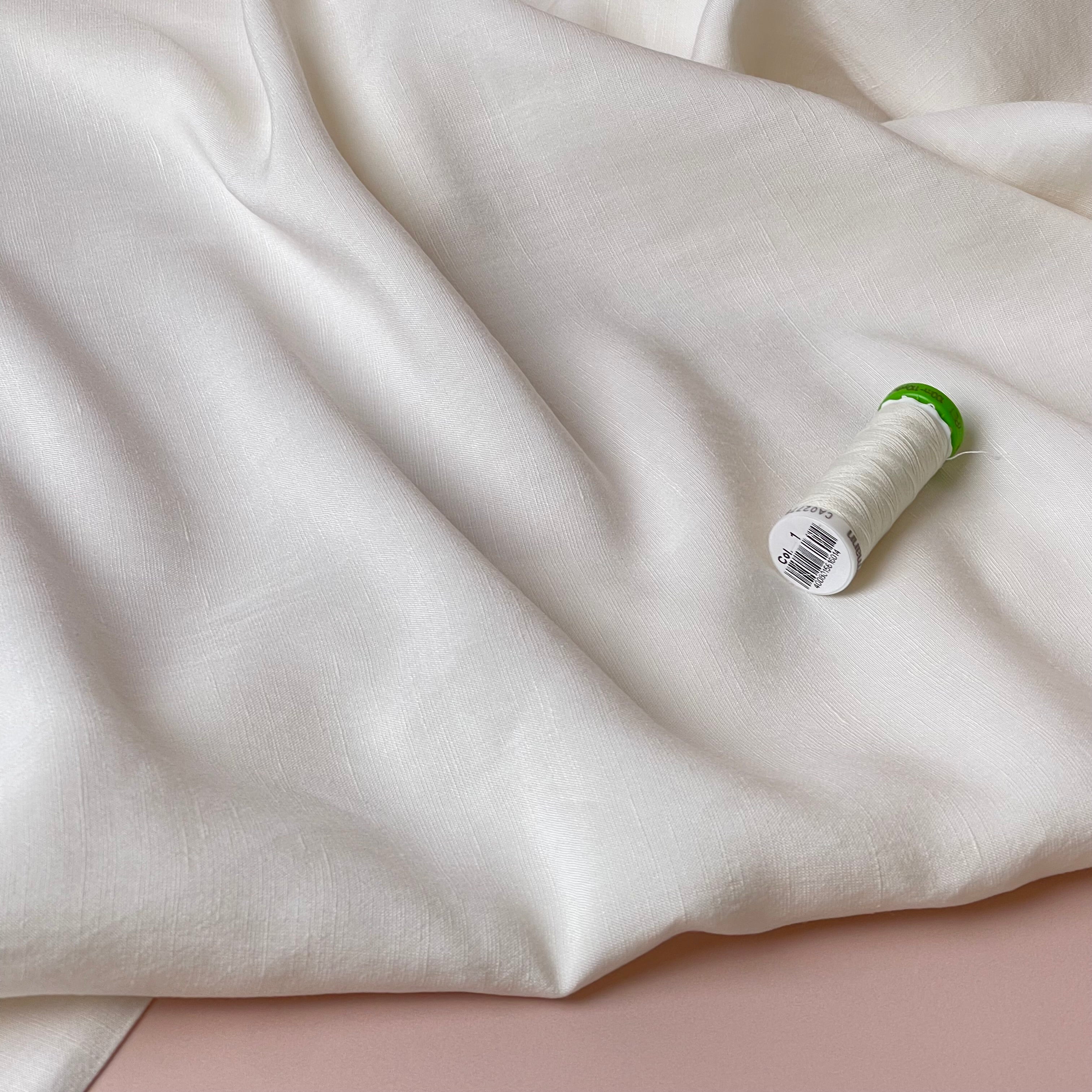 Lush Off-White Light Viscose Linen Crepe Dress Fabric
