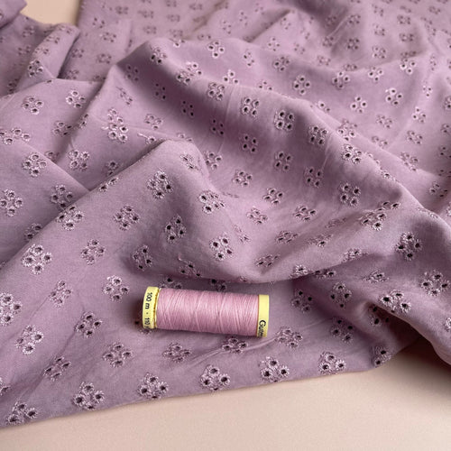 REMNANT 1.05 Metres (With Faults) Sweet Flowers Lilac Embroidered Viscose