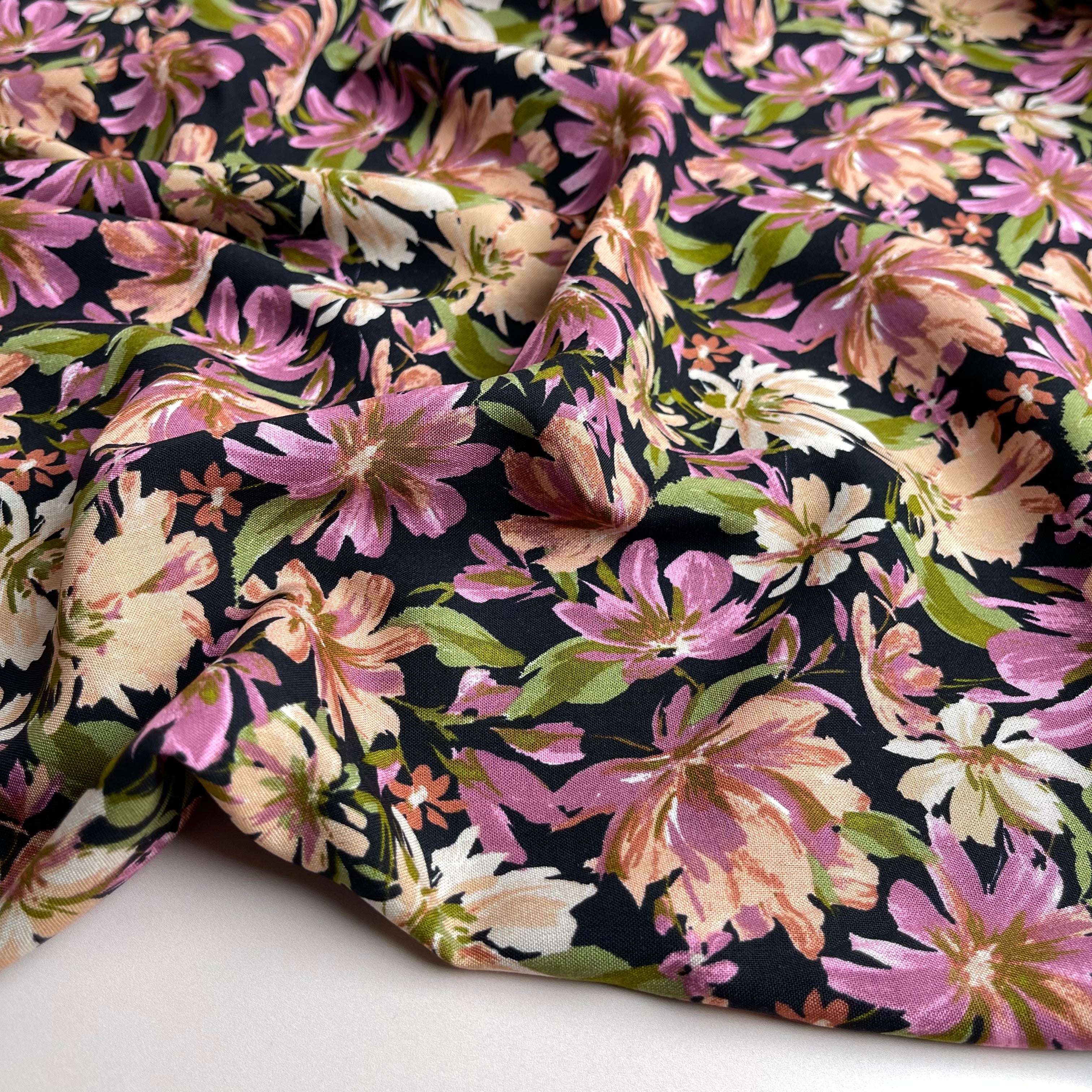 Asters Mauve Rayon Viscose Fabric