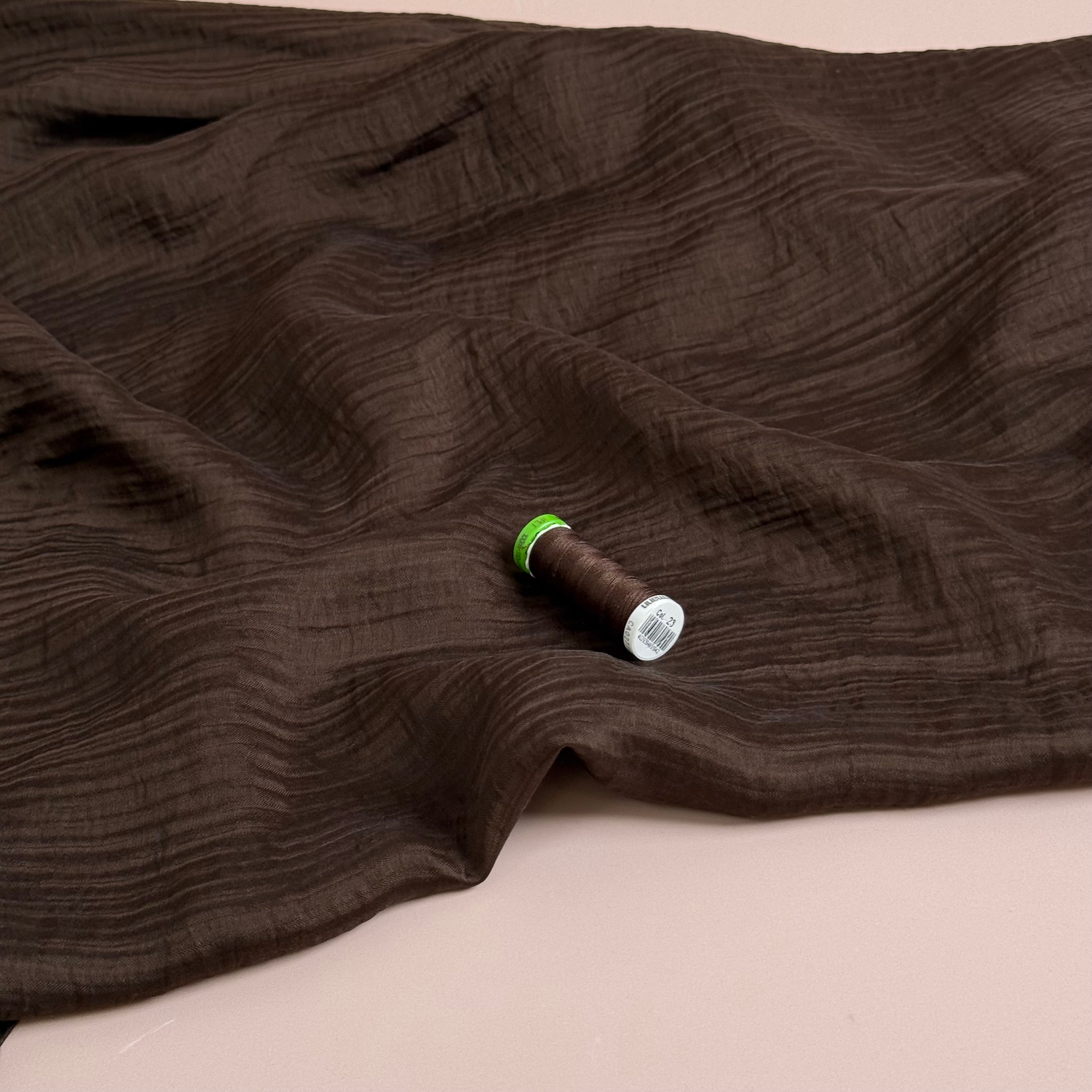 Dark Brown Textured Double Layer Rayon with TENCEL™ Lyocell Fibres