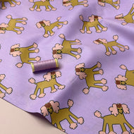 French Poodles Lilac GOTS Organic Natural Cotton