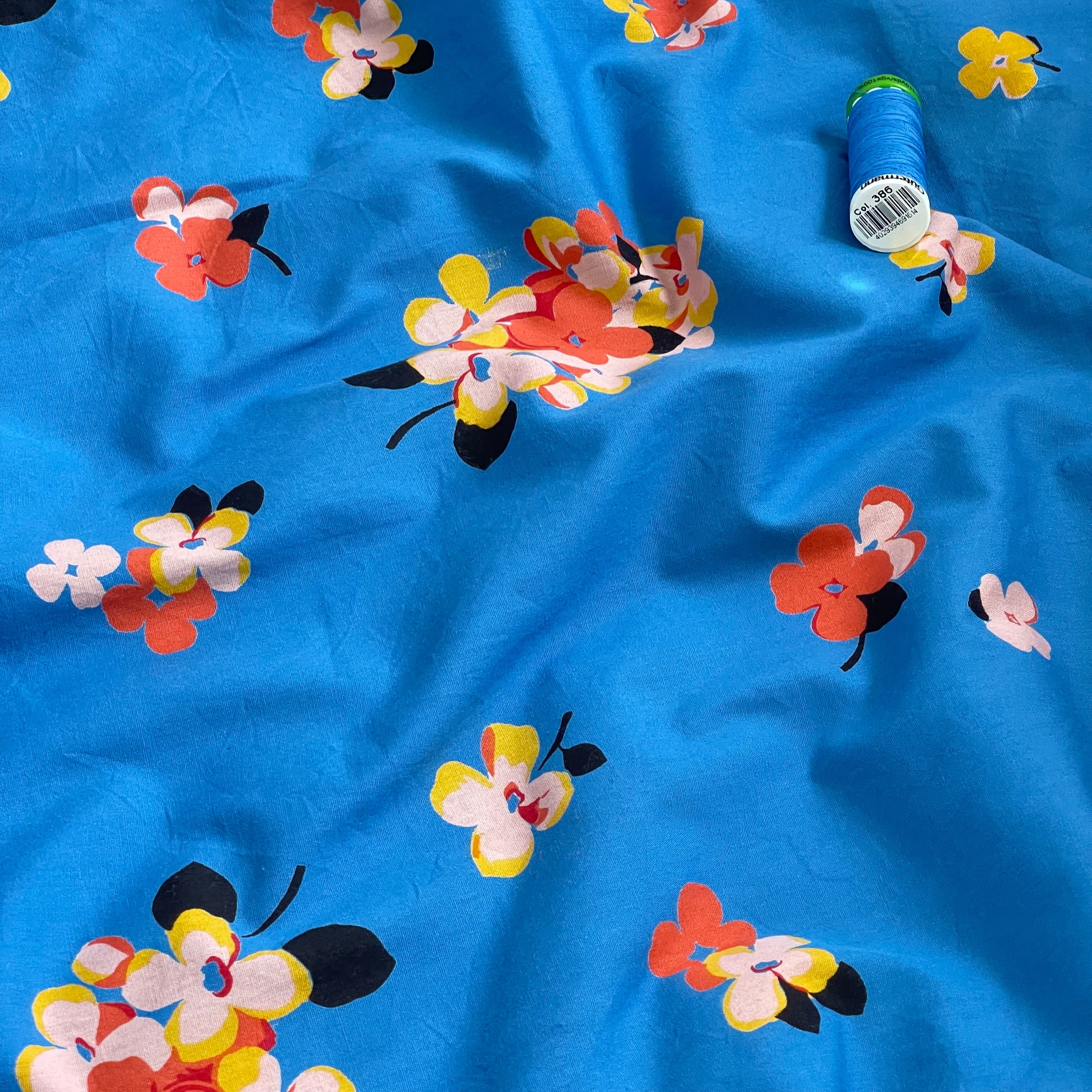 Ex-Designer Deadstock - Blue Blossom Cotton Fabric