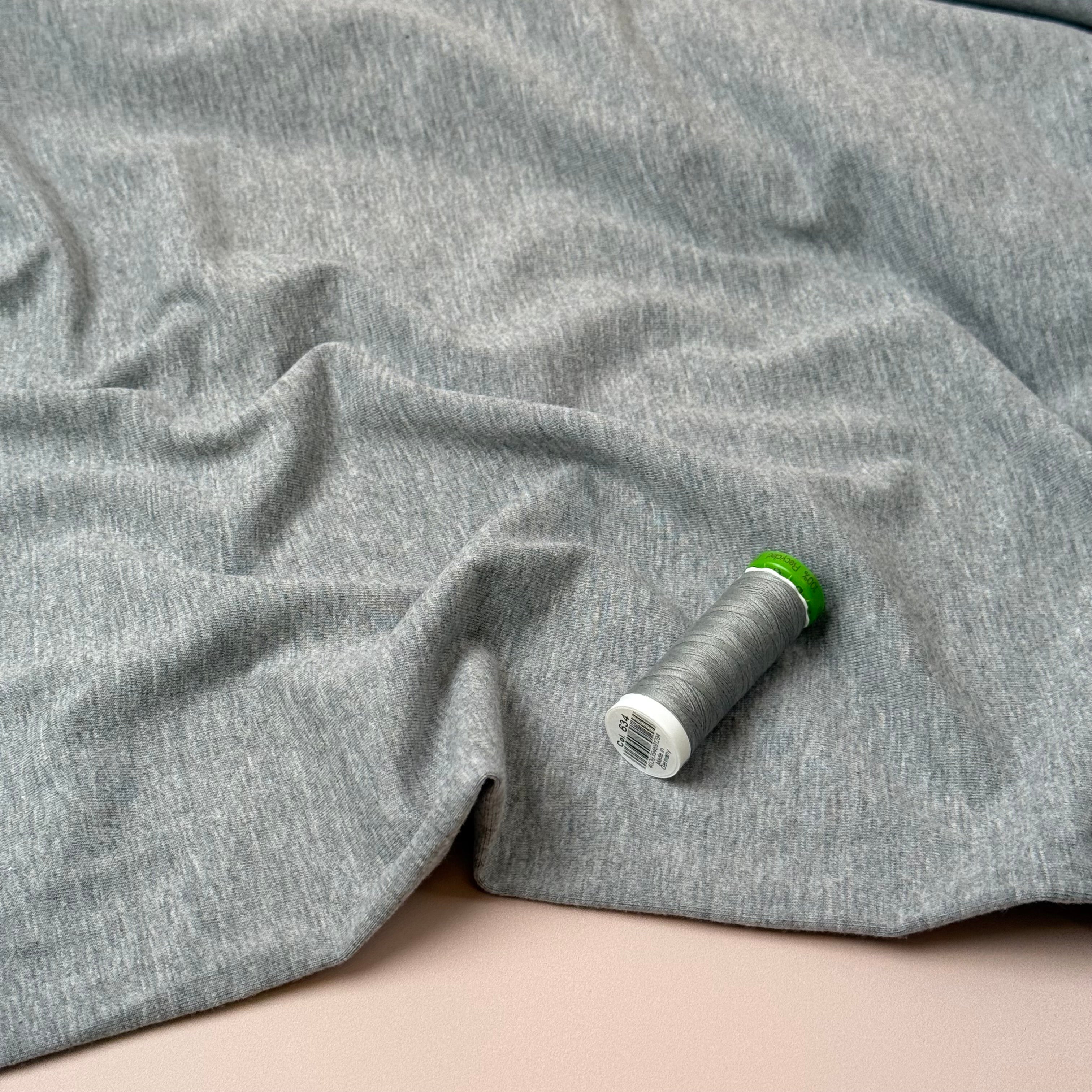 Essential Chic Grey Melange Plain Cotton Jersey Fabric