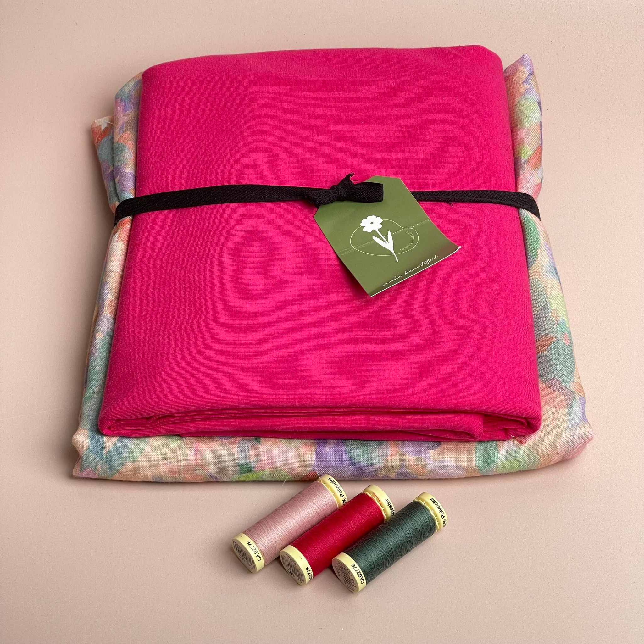 Make an Outfit Colour Bundle - Lupine Petals Blush Linen & Fuchsia Cotton Jersey