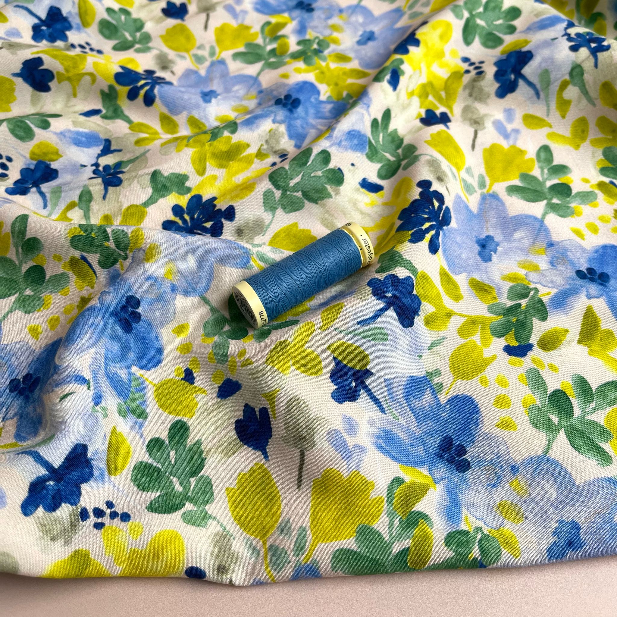 Spring Garden Stretch Viscose Poplin Fabric