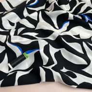 REMNANT 0.59 Metre - Cobalt Abstract Monochrome Foliage LENZING™ ECOVERO™ Viscose Fabric