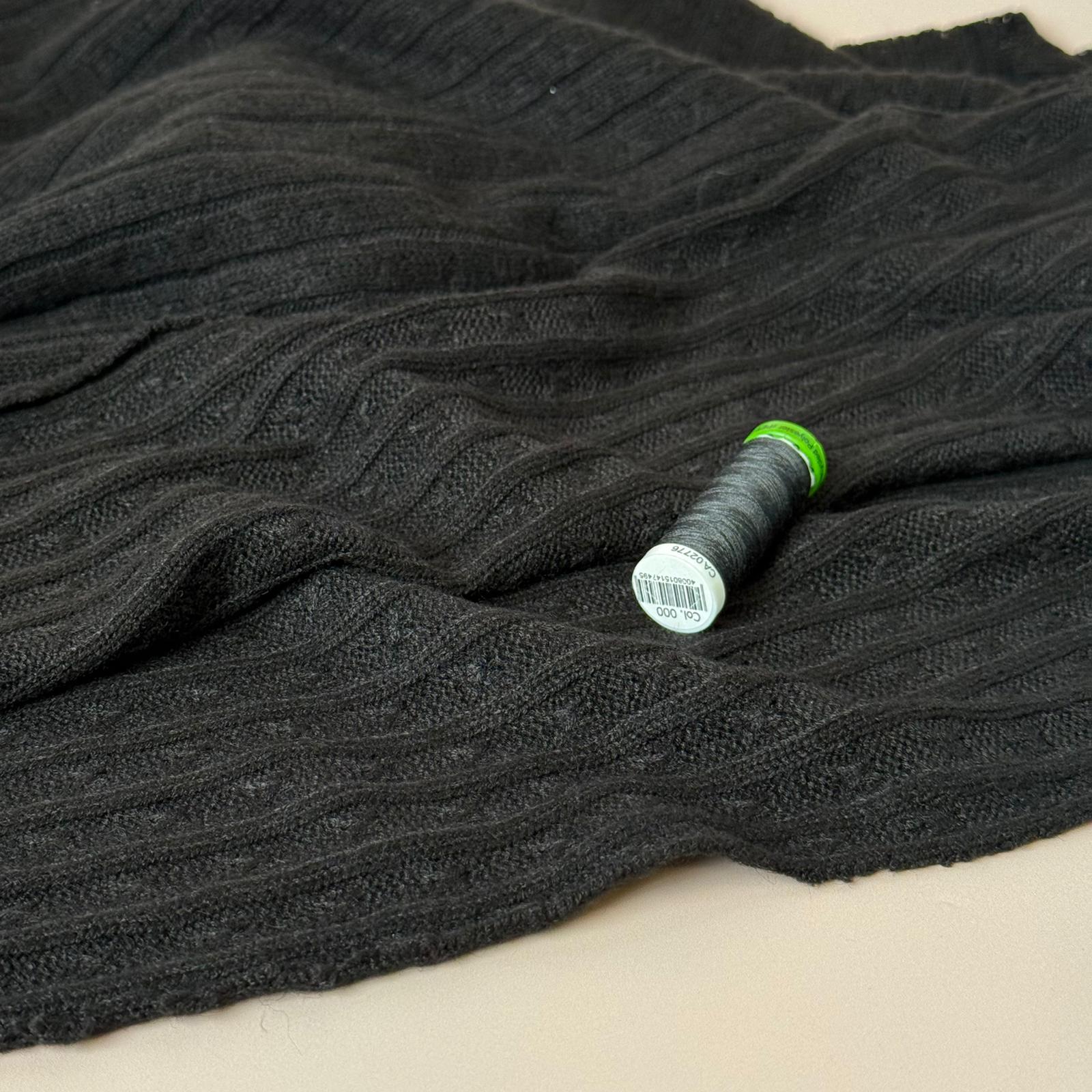Montreal Rayon Blend Cable Sweater Knit in Black