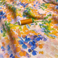 Watercolour Spring Blossoms Viscose Fabric