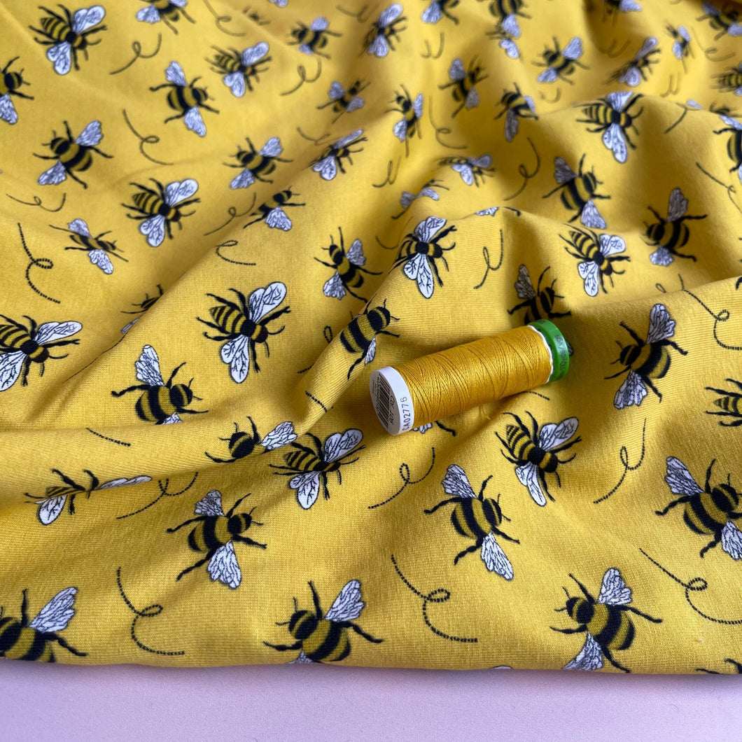 Busy Bees Organic Cotton Knit Fabric