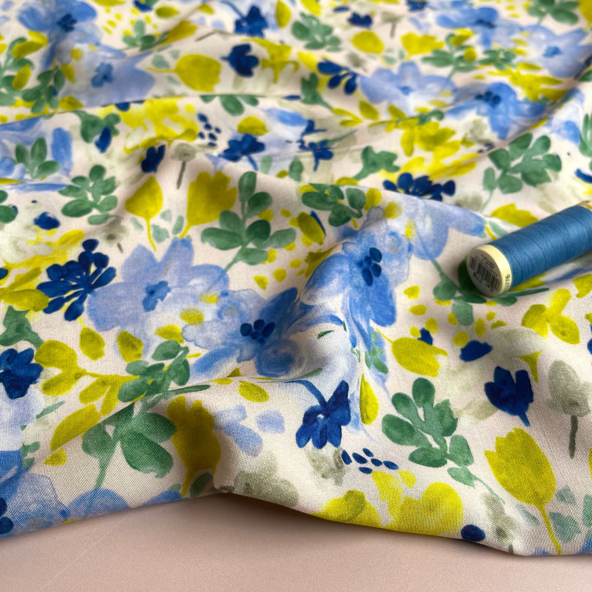 Spring Garden Stretch Viscose Poplin Fabric