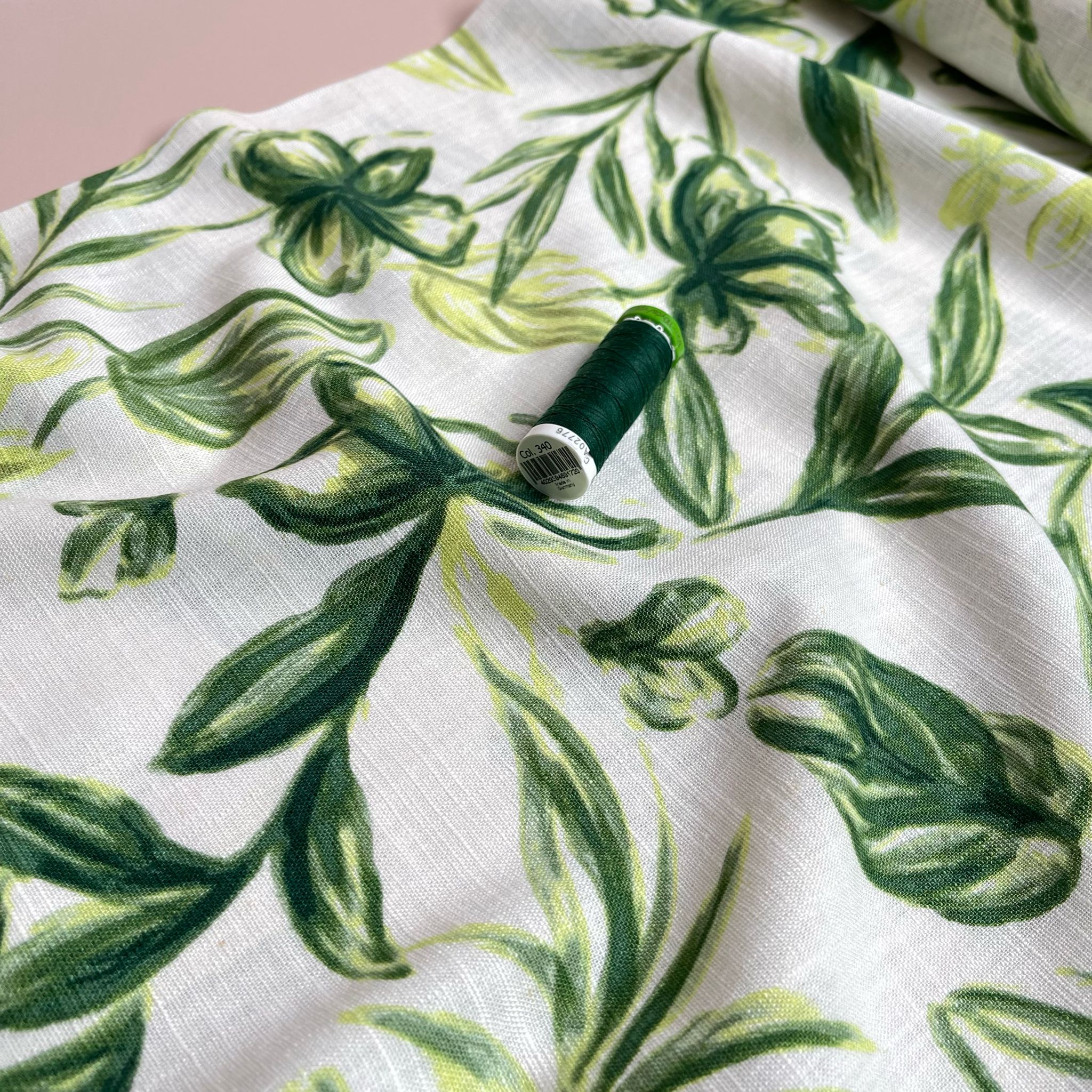 Lucky Flowers Linen Viscose Blend Fabric