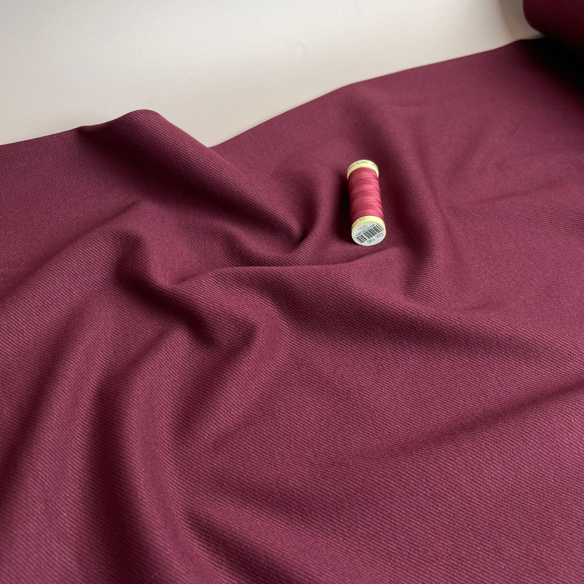 REMNANT 1.82 Metre - Burgundy Viscose Ponte Roma Twill Double Knit Fabric