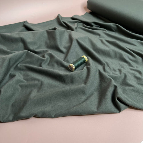 REMNANT 2.43 Metres - Lush in Khaki Jersey Fabric with TENCEL™ Lyocell Fibres