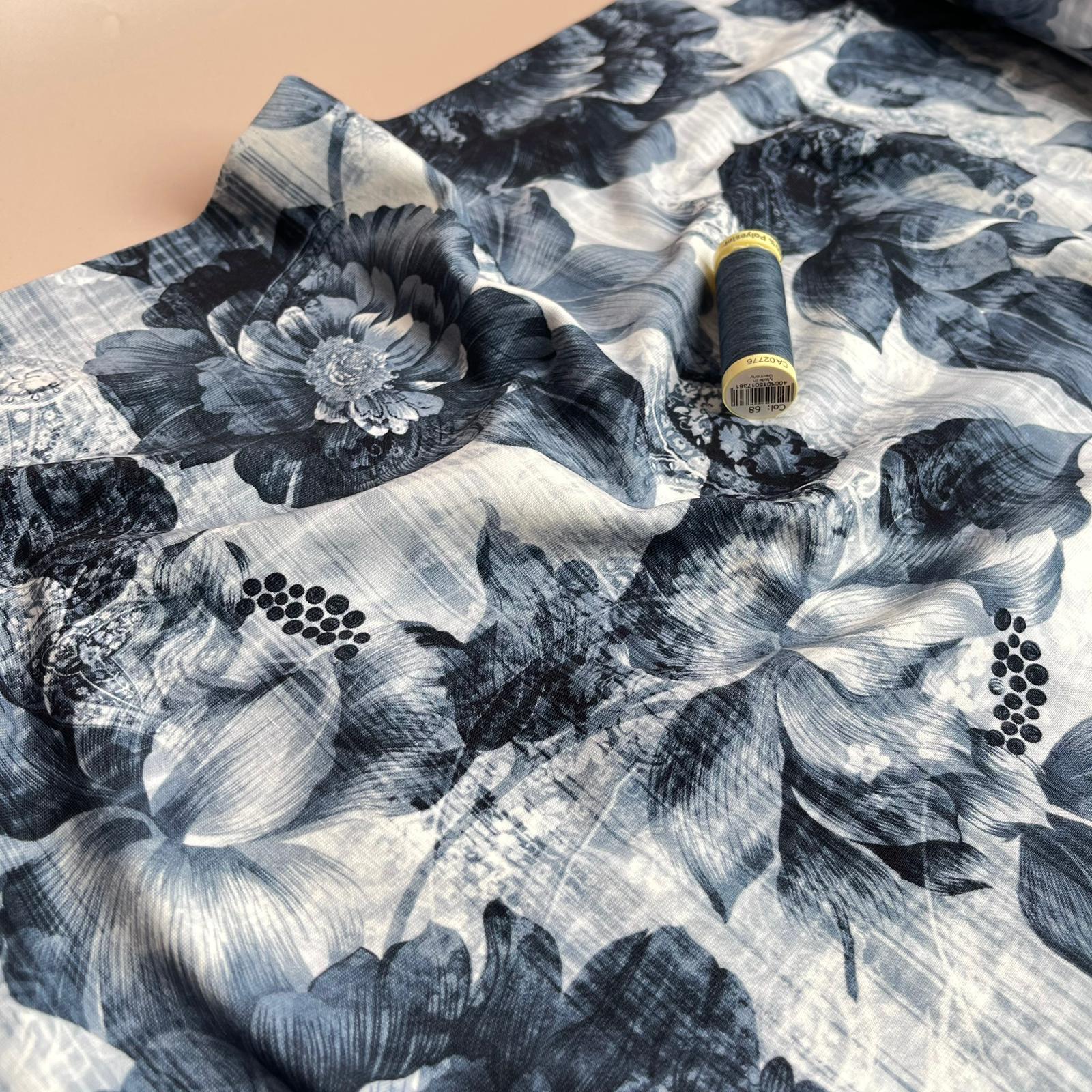 Danish Design -Greyscale Flowers Cotton Jersey